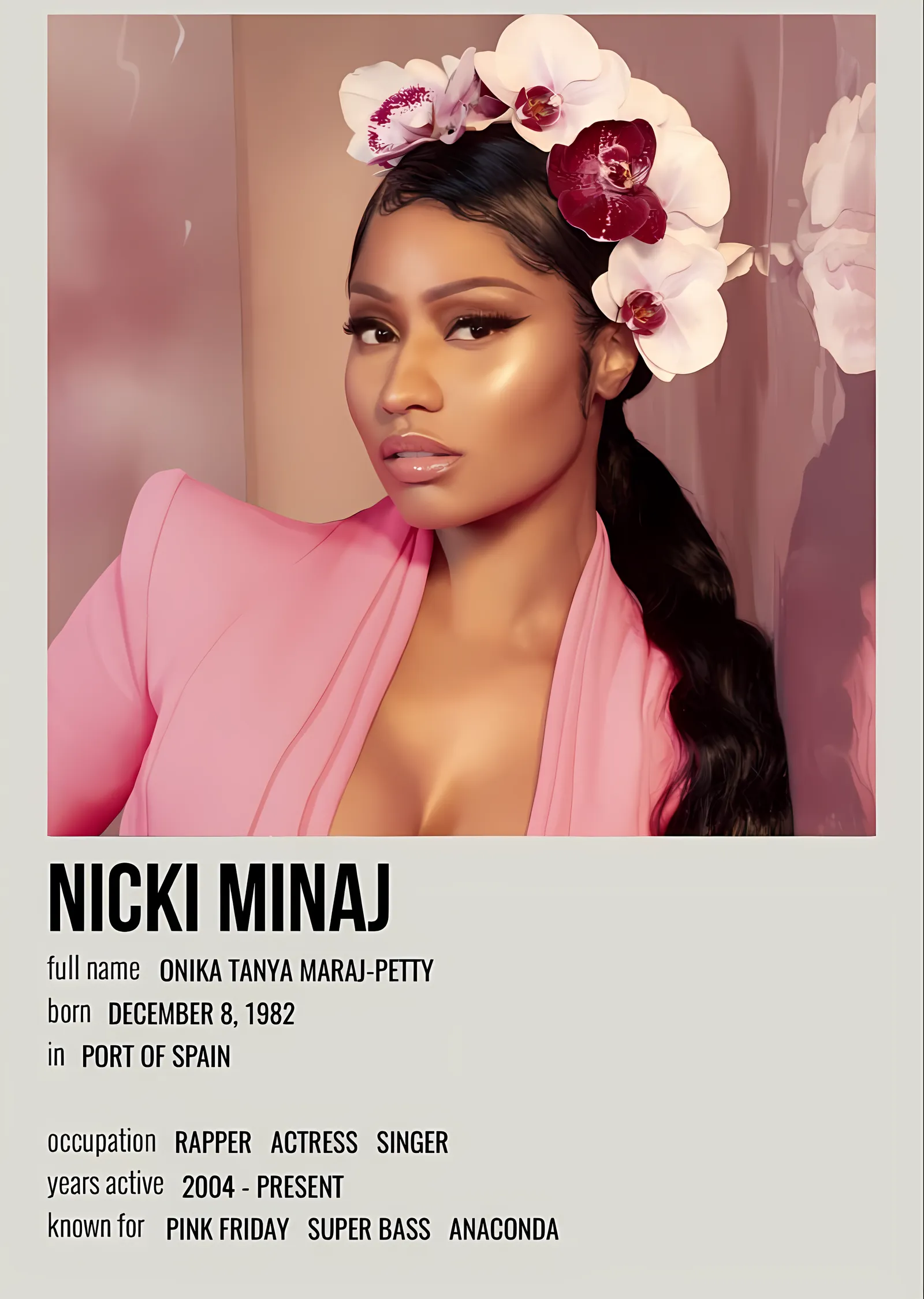 Nicki Minaj: Orkide Taçlı Portre metal tablo