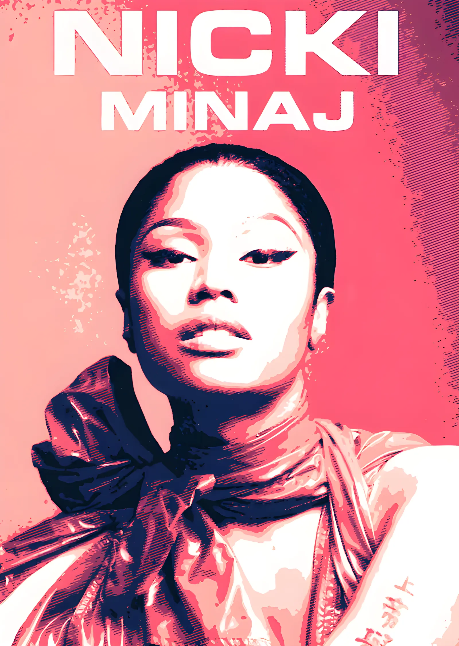 Nicki Minaj: Pembe Zemin Vektör Portre metal tablo