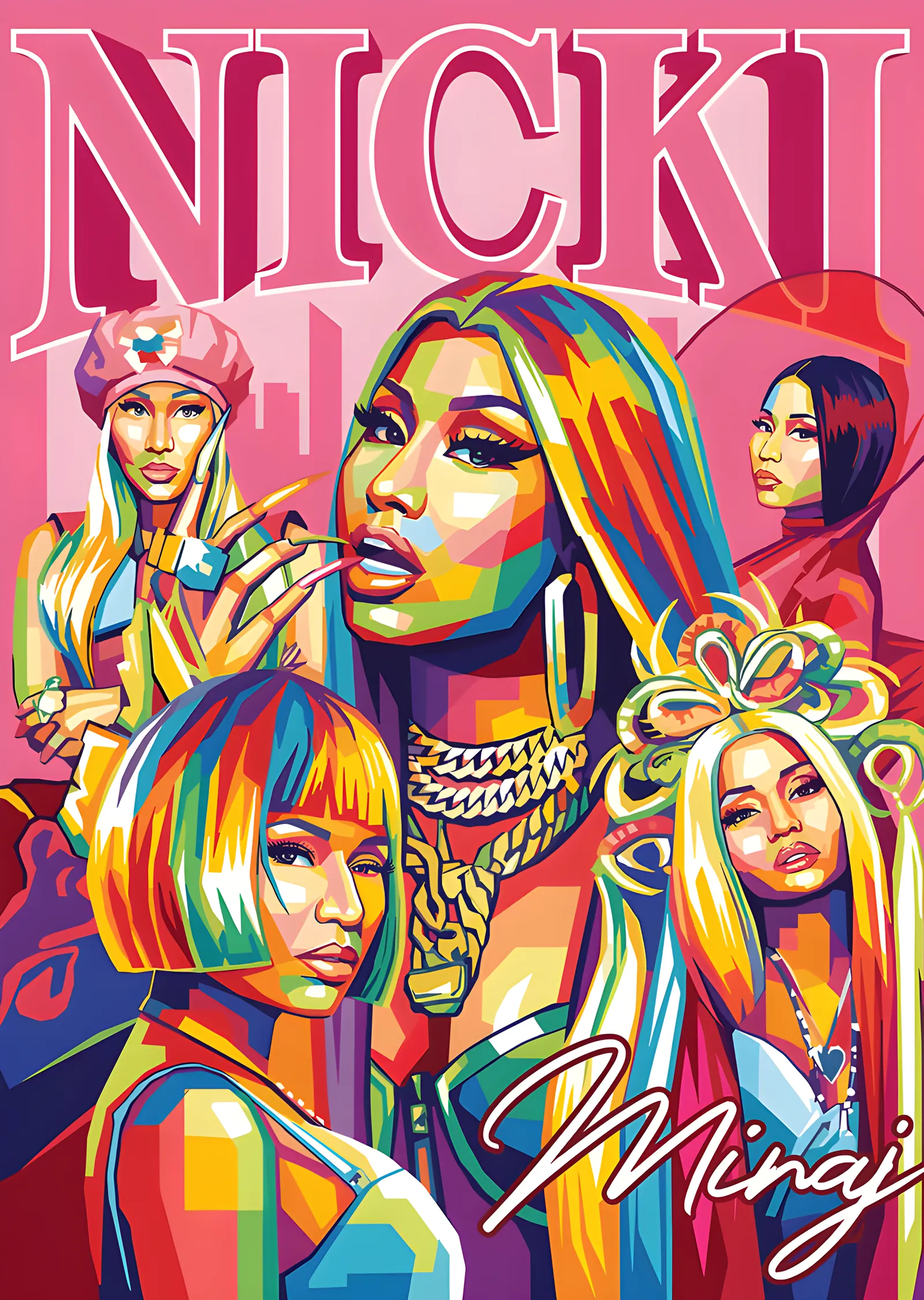 Nicki Minaj: Peruk Koleksiyonu Kolajı metal tablo