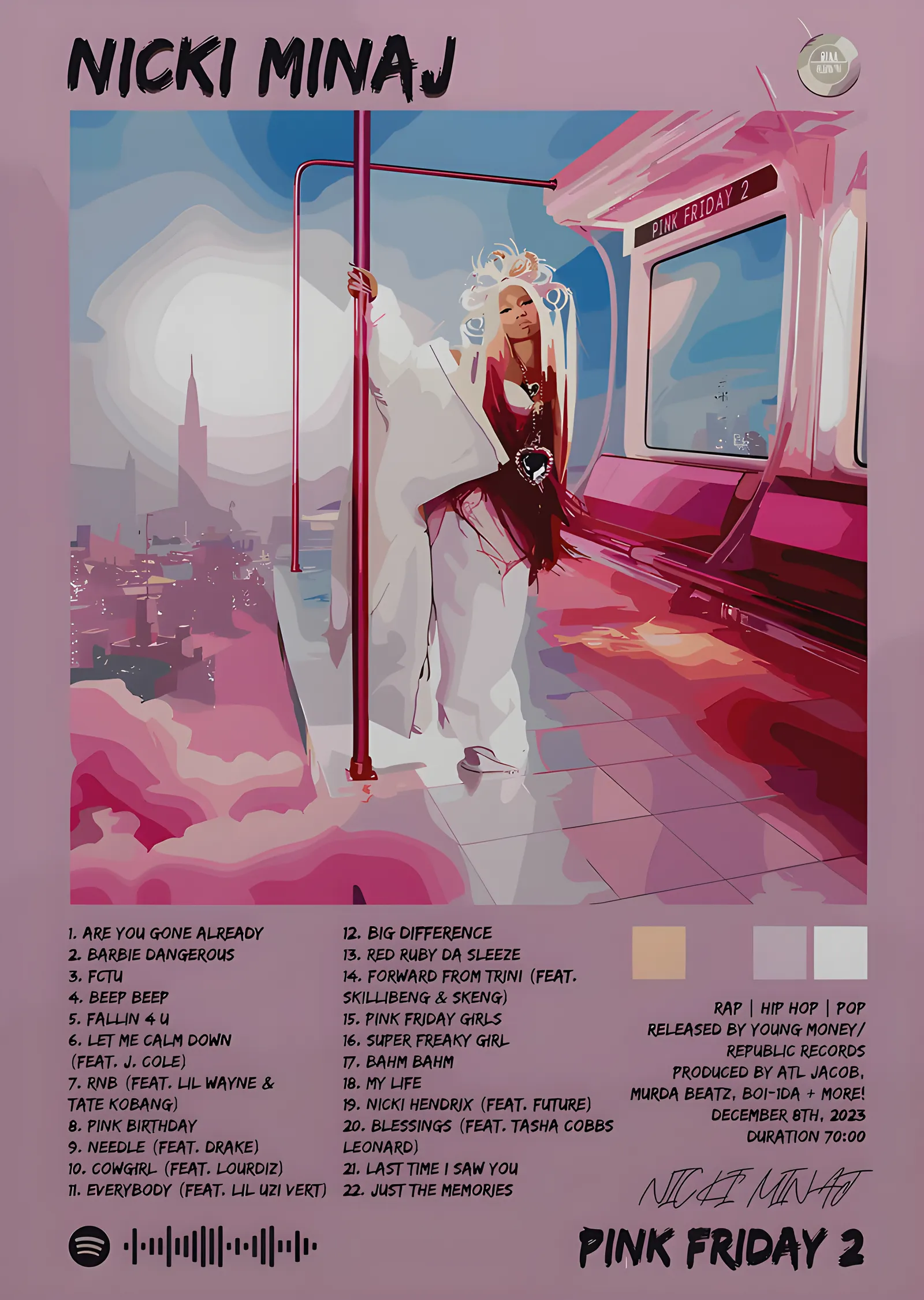 Nicki Minaj: Pink Friday 2 Çizim Kapağı metal tablo