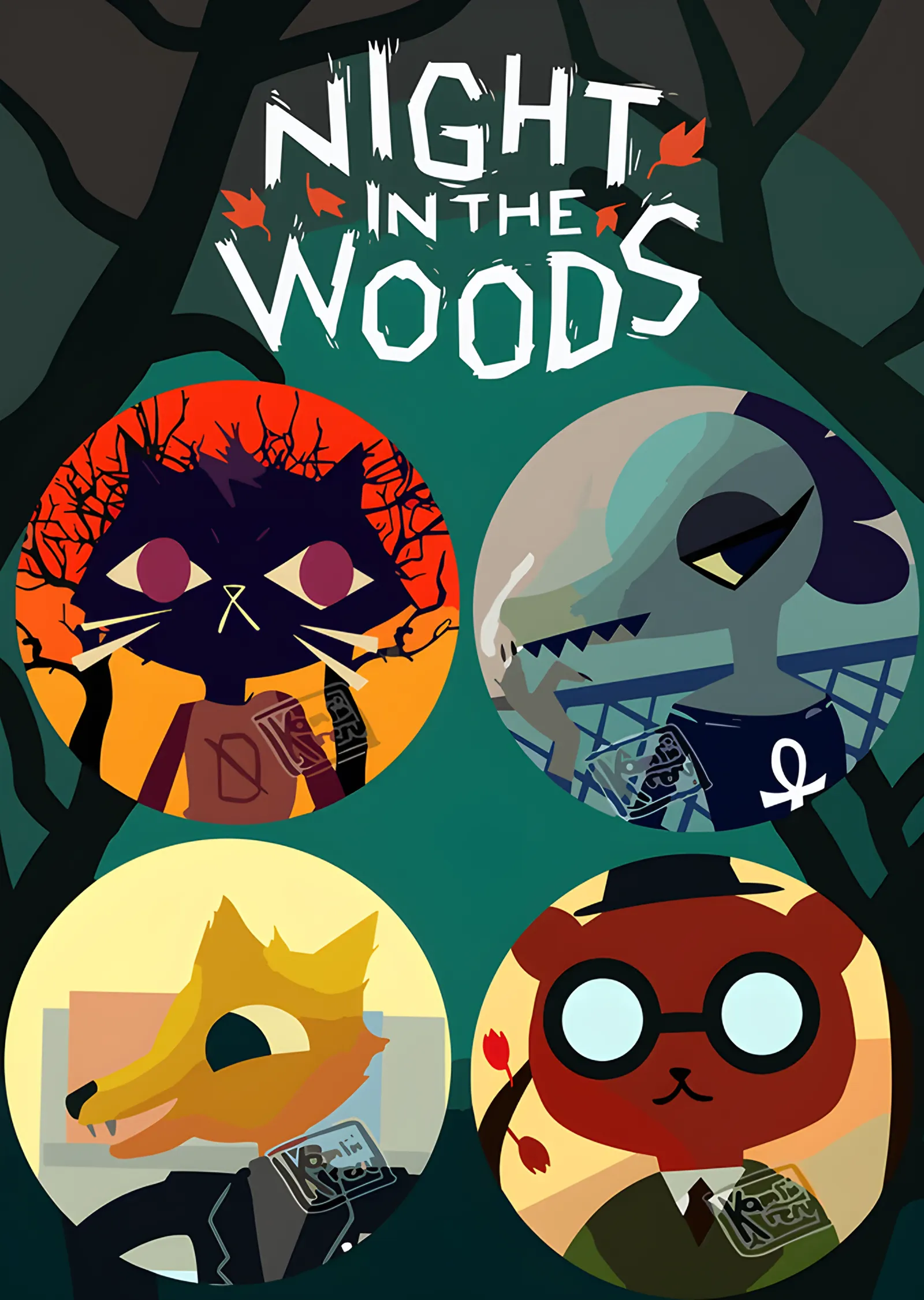 Night in the Woods: Dört Dairede Arkadaşlar metal tablo