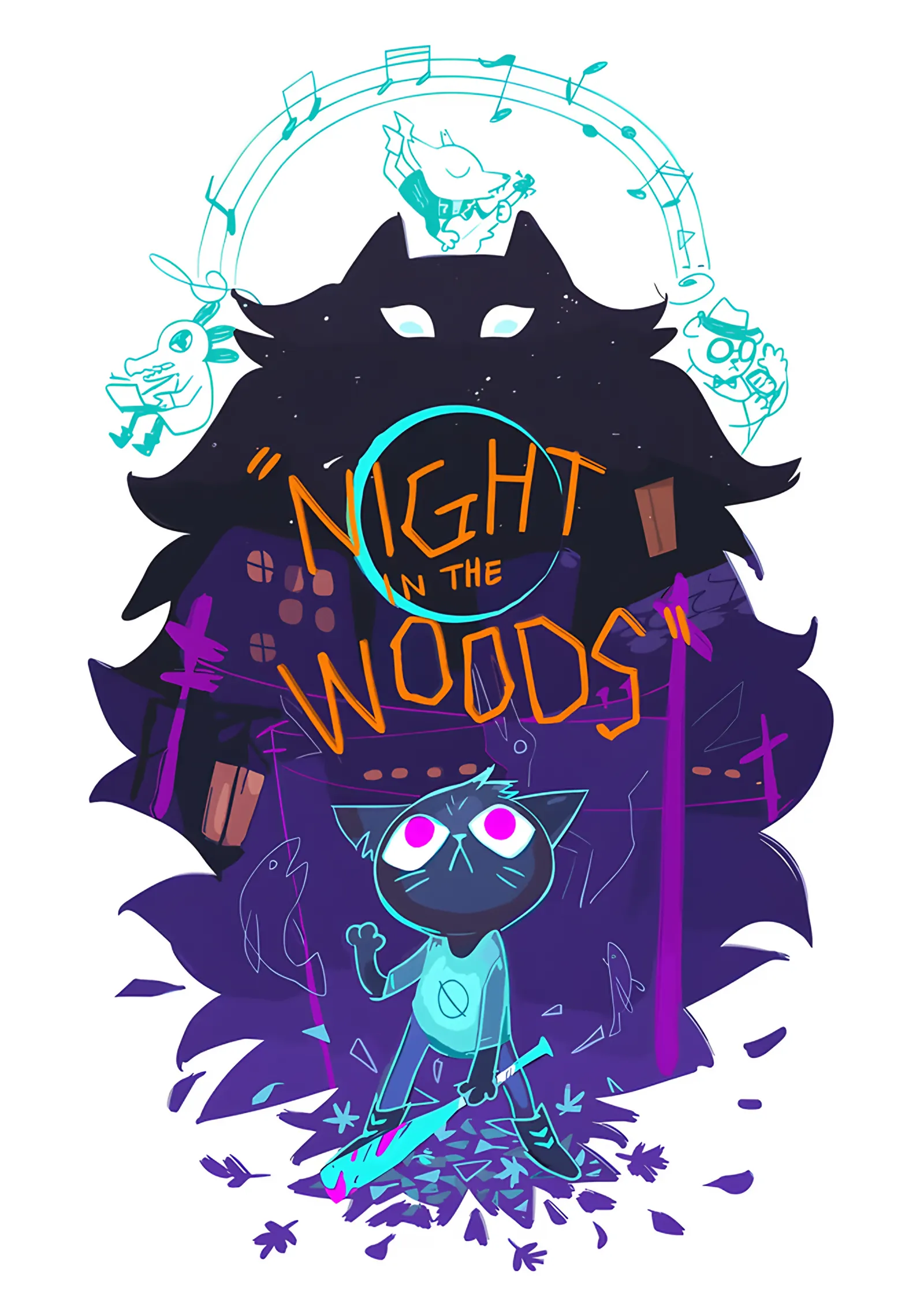 Night in the Woods: Neon Çizgilerde Mae ve Gölge metal tablo