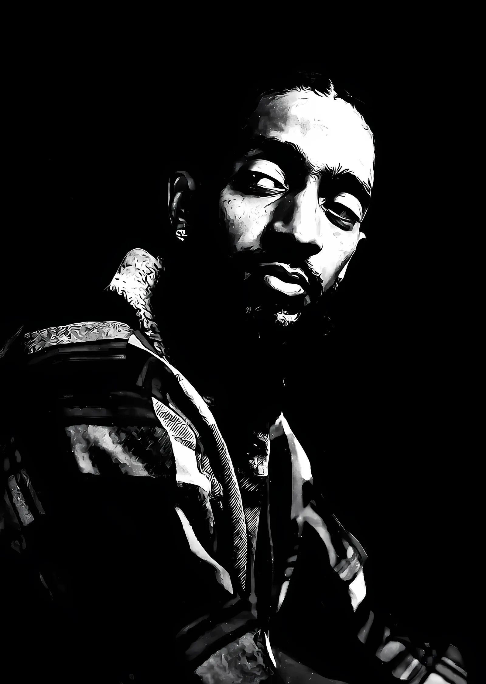 Nipsey Hussle: Siyah Zeminde Portre metal tablo