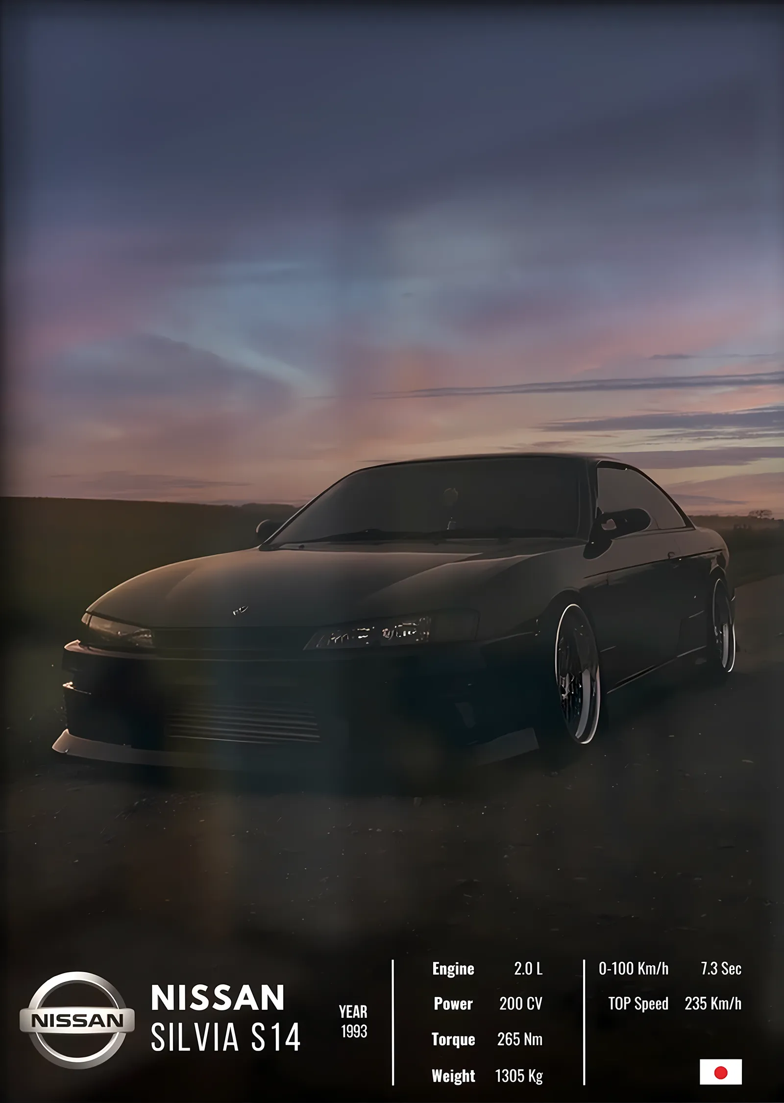 Nissan Silvia S14 (Teknik Föy) metal tablo
