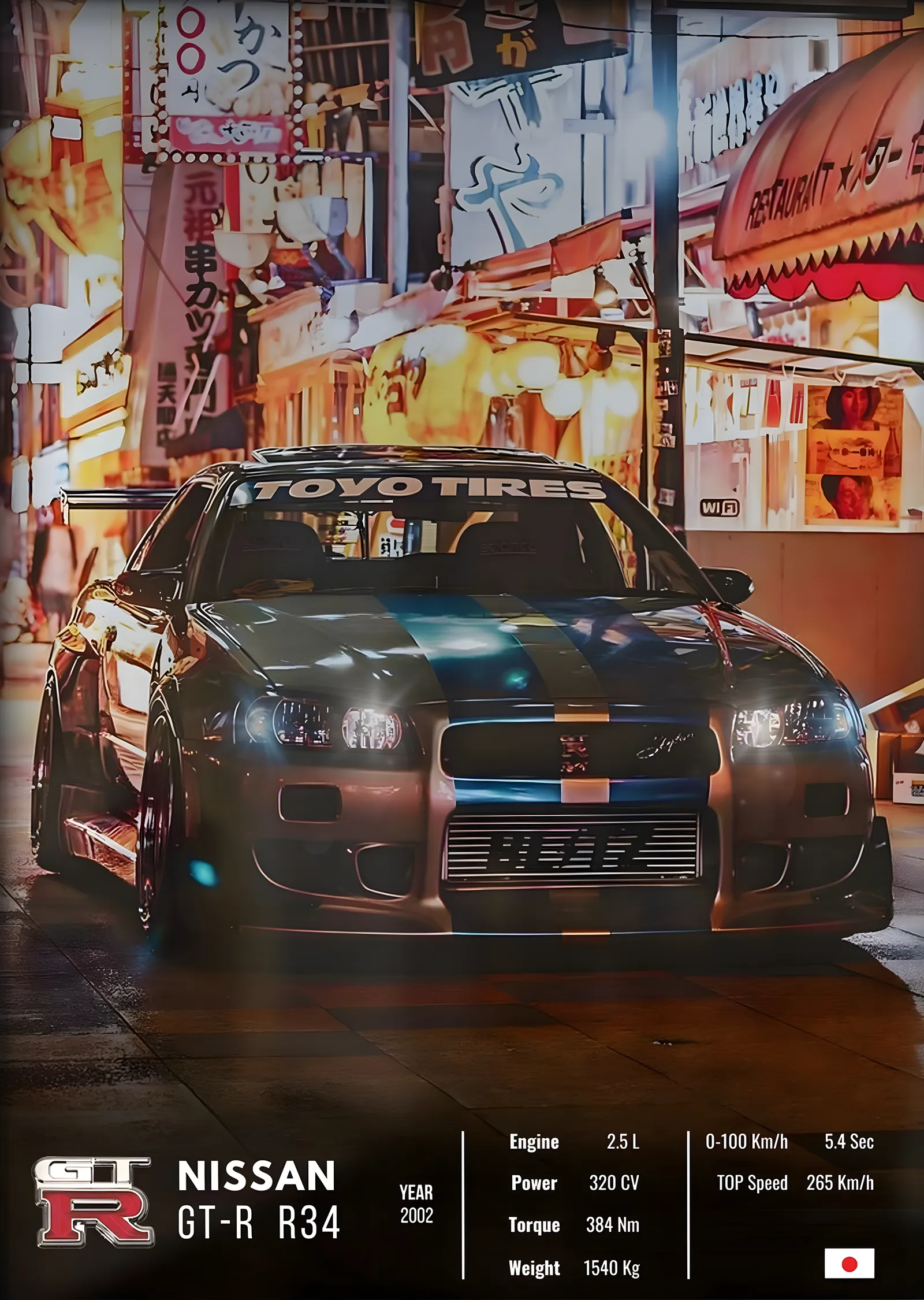 Nissan Skyline GT-R R34: Tokyo metal tablo