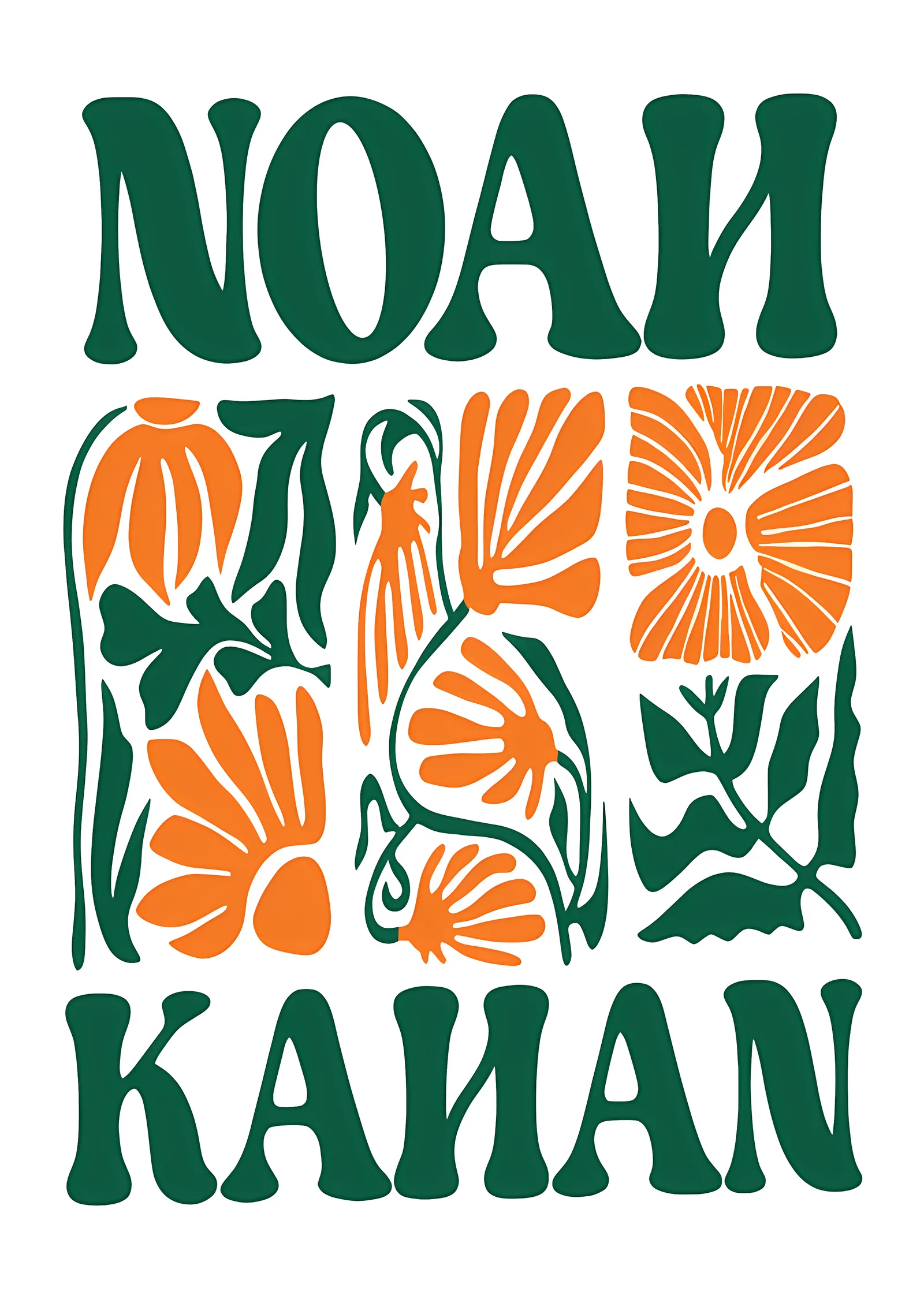 Noah Kahan: Çiçekli Tipografi metal tablo