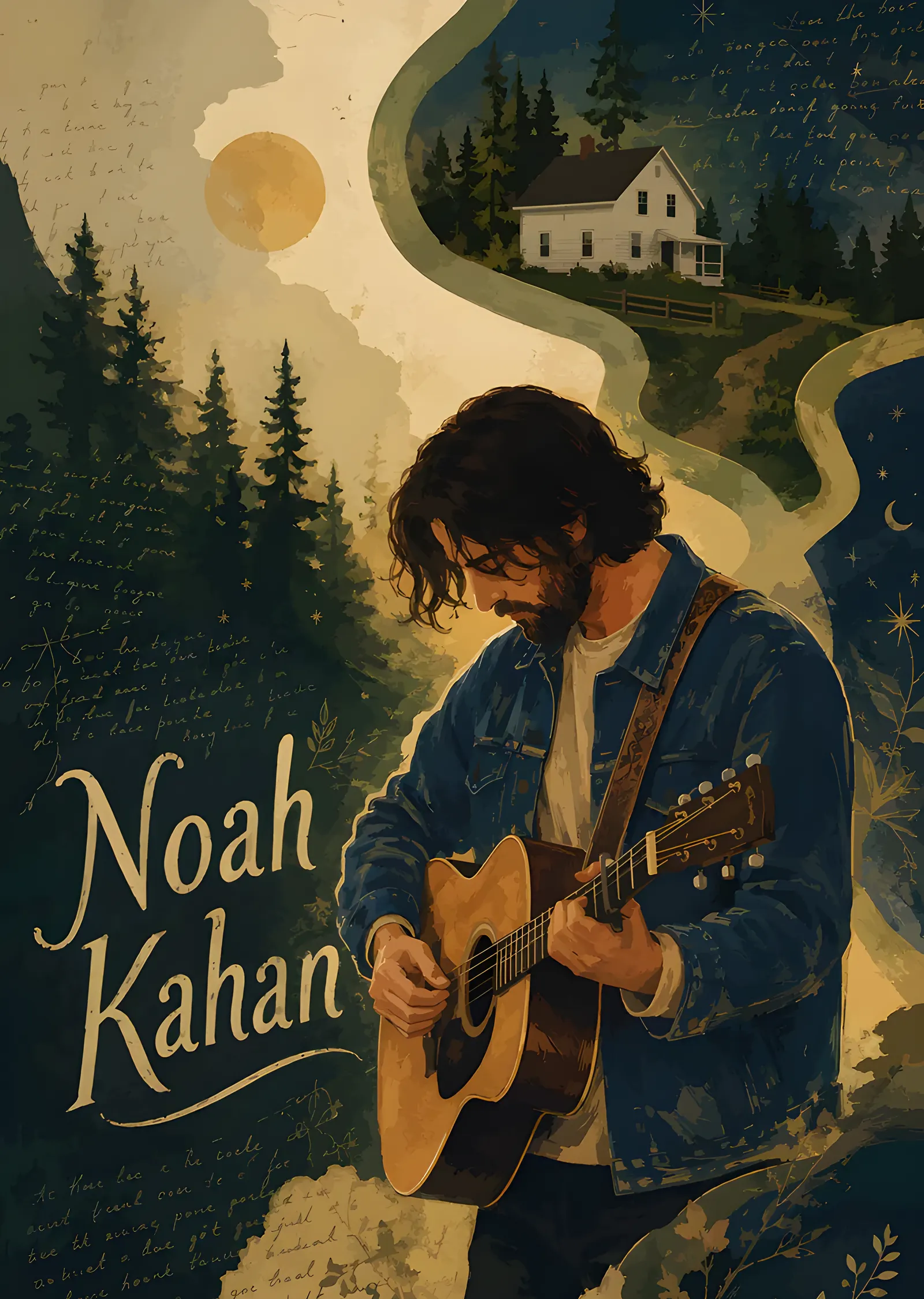 Noah Kahan: Ormanda Gitar metal tablo