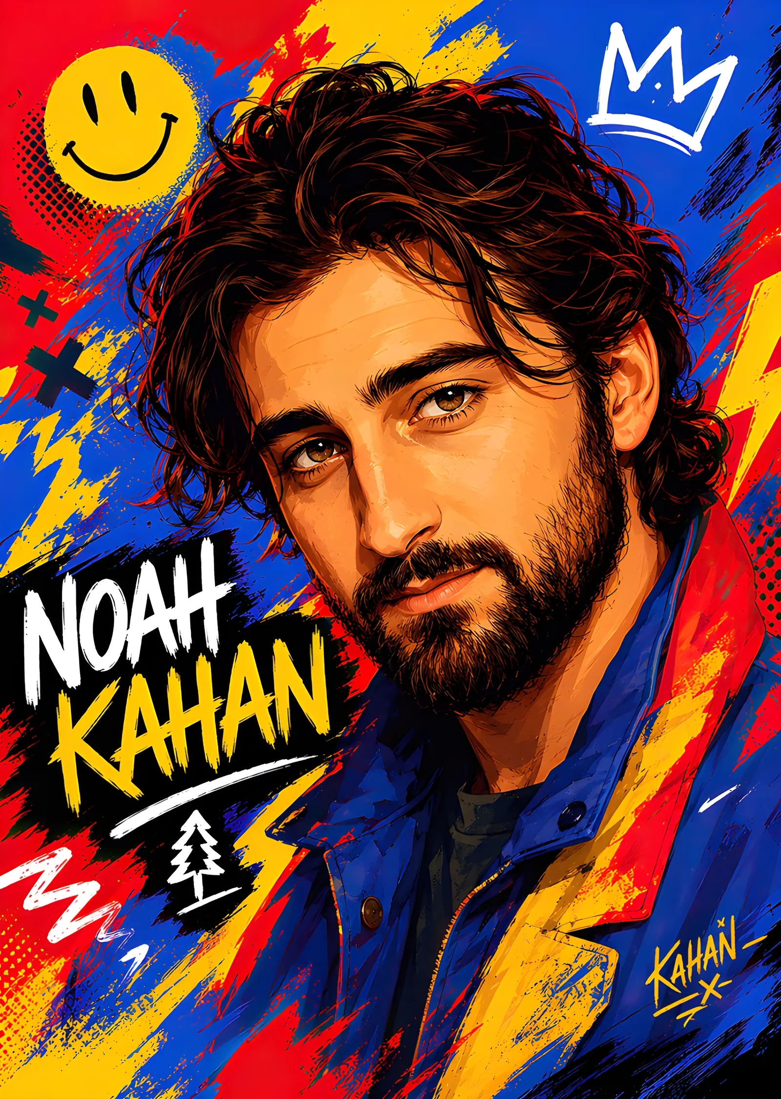 Noah Kahan: Renkli Fırça Portresi metal tablo
