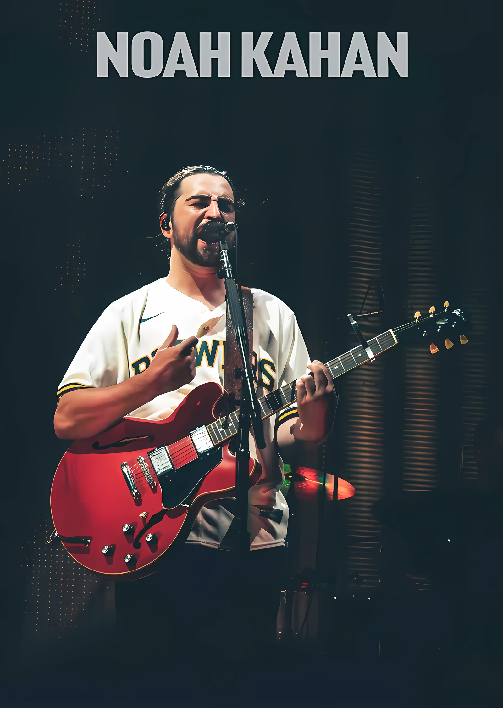 Noah Kahan: Sahnede Kırmızı Gitar metal tablo