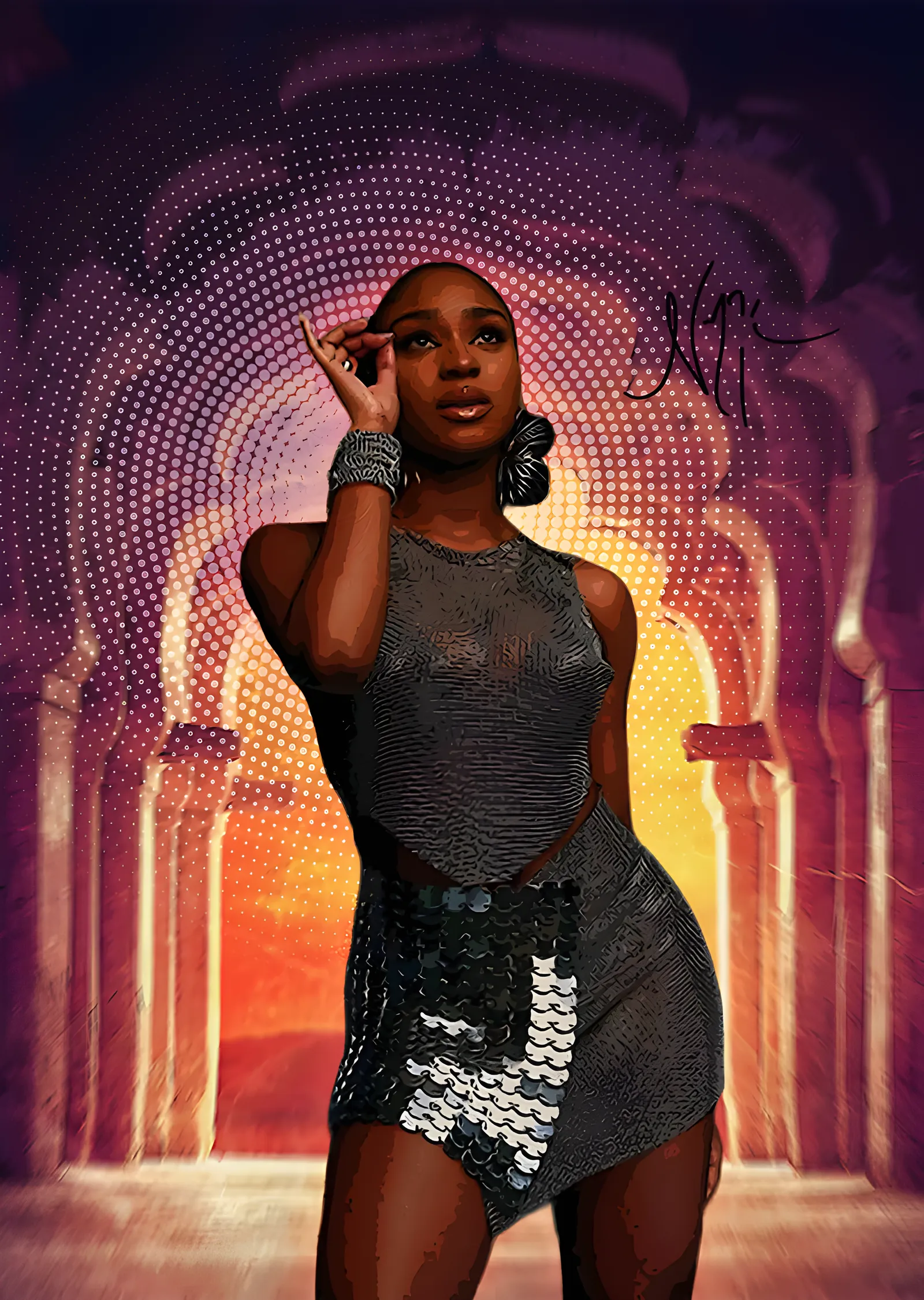 Normani: Kemerli Sahne Işığı metal tablo