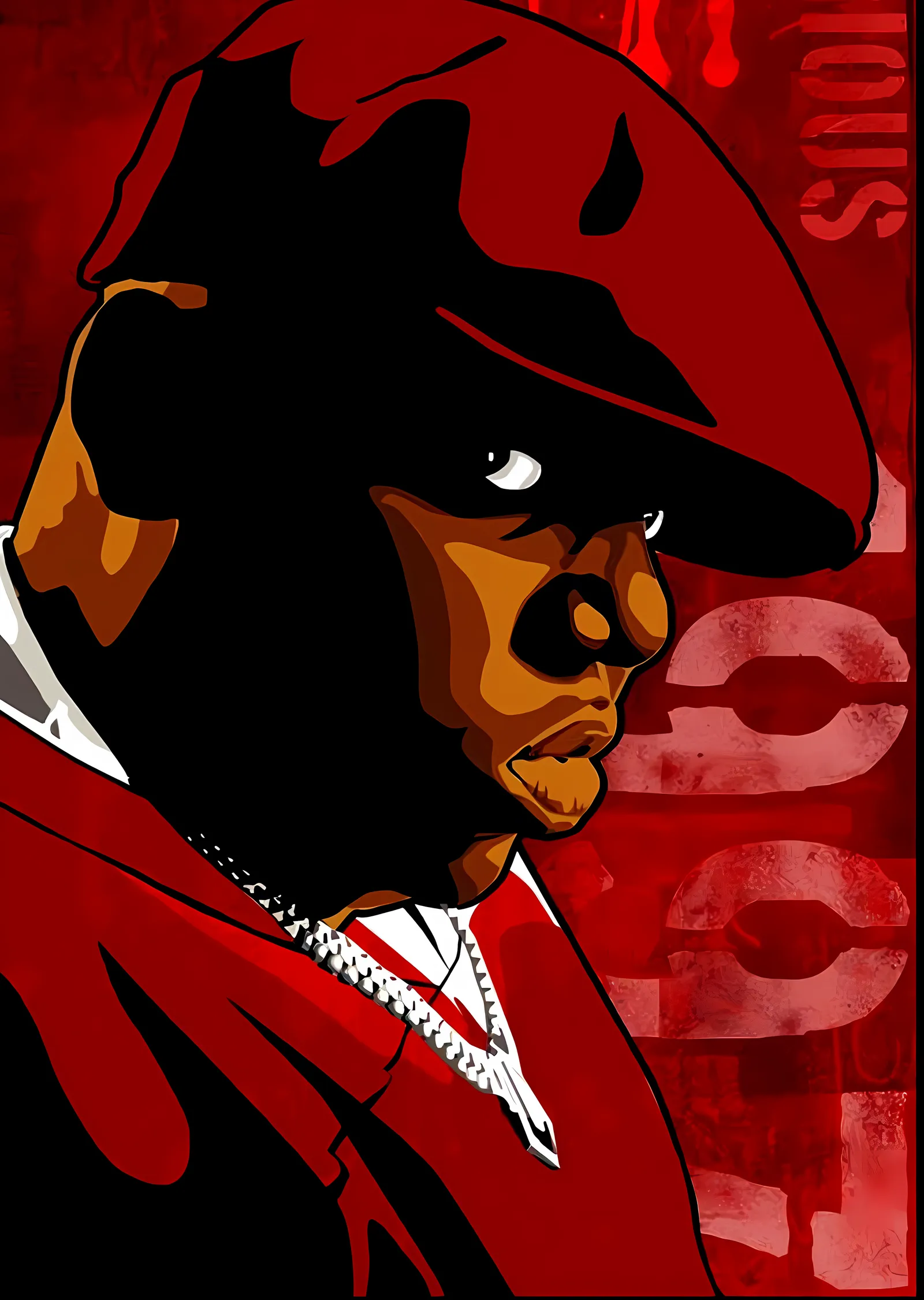 Notorious B.I.G.: Kırmızı Vektör Profil metal tablo