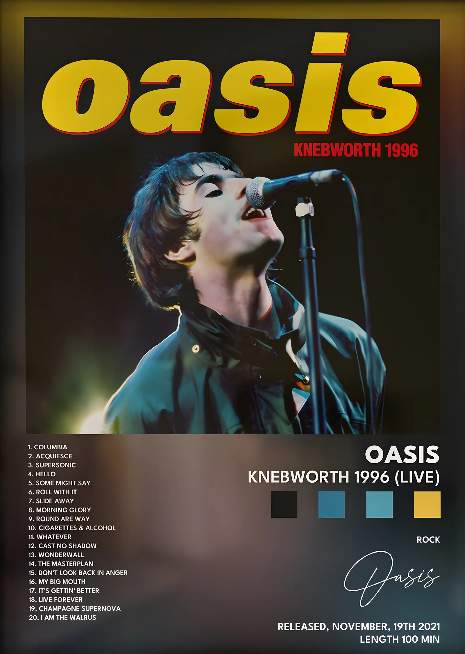 Oasis: Knebworth 1996 (Live) metal tablo