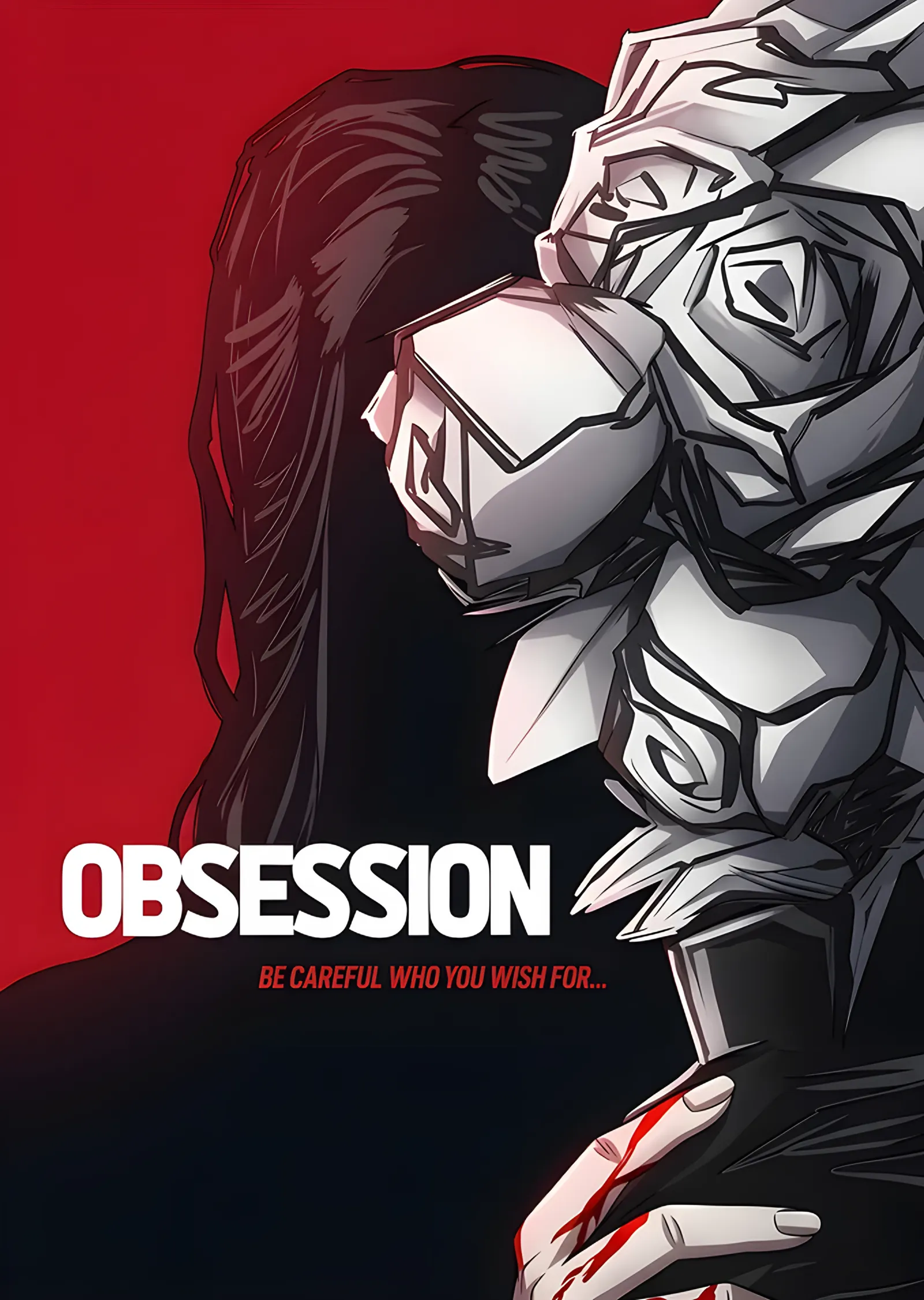 Obsession: Kızıl Zeminde Beyaz Güller metal tablo