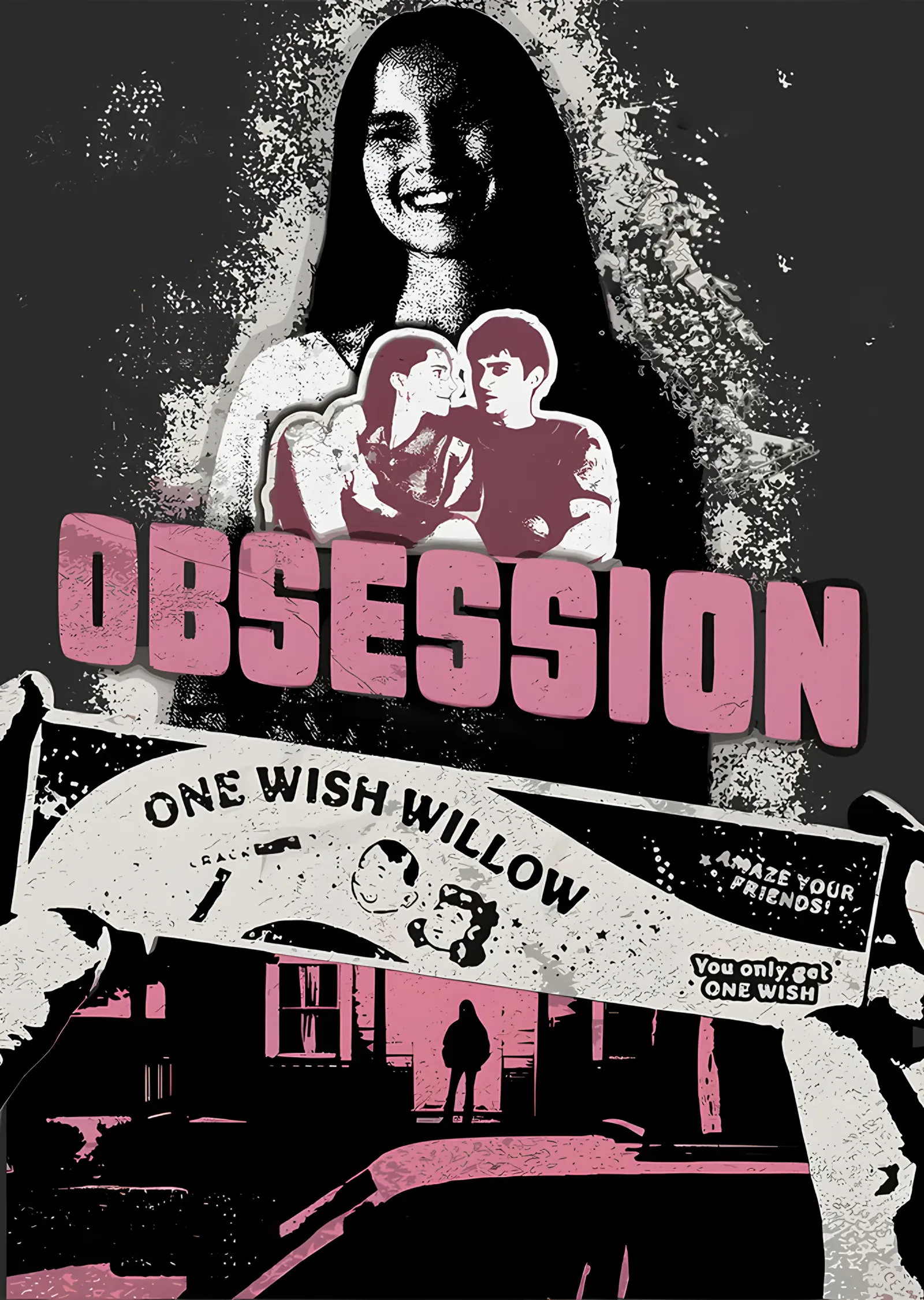 Obsession: Siyah Beyaz Kolajda Gülümseyen Kadın metal tablo