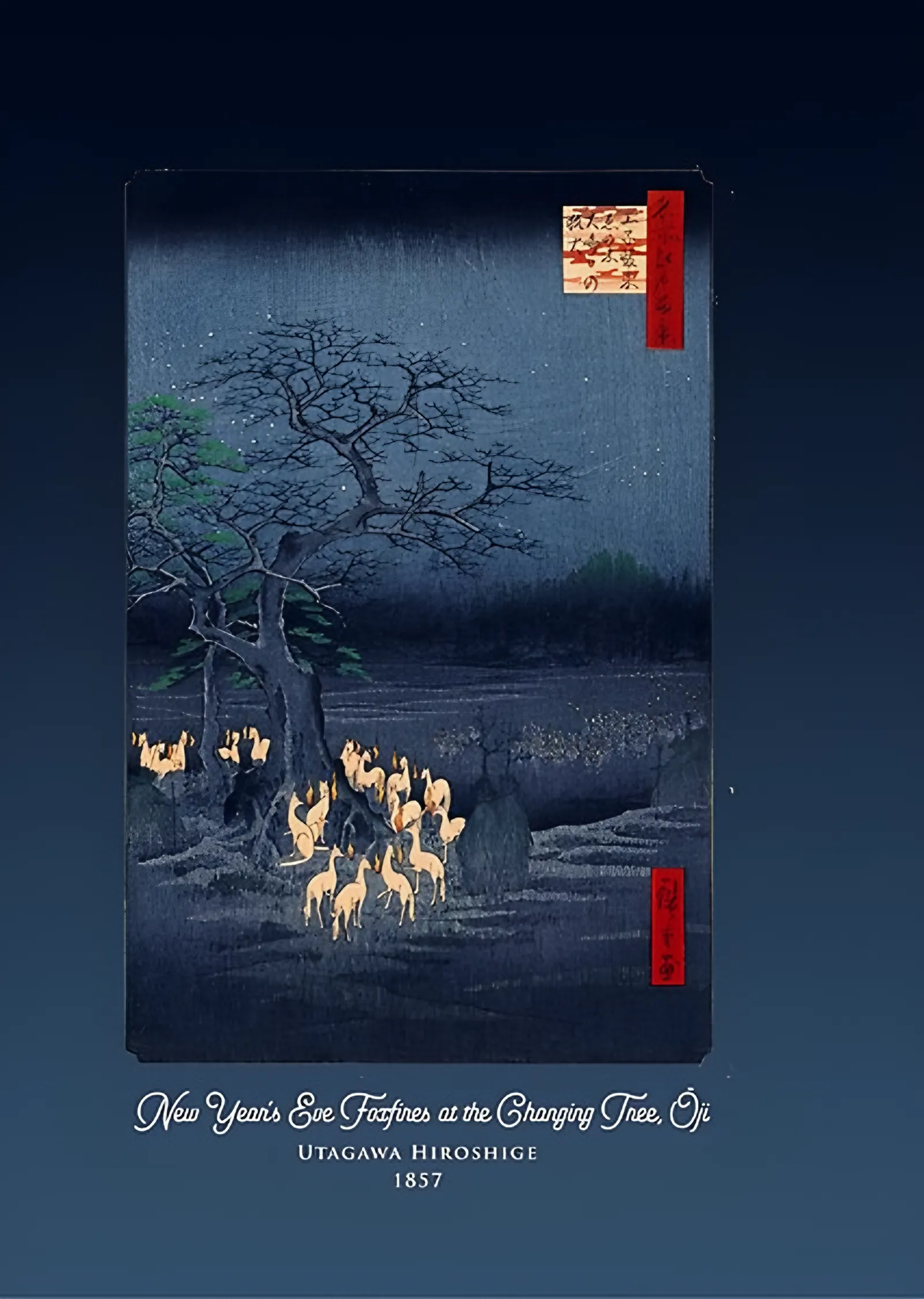Oji'de Tilki Ateşleri - Hiroshige metal tablo