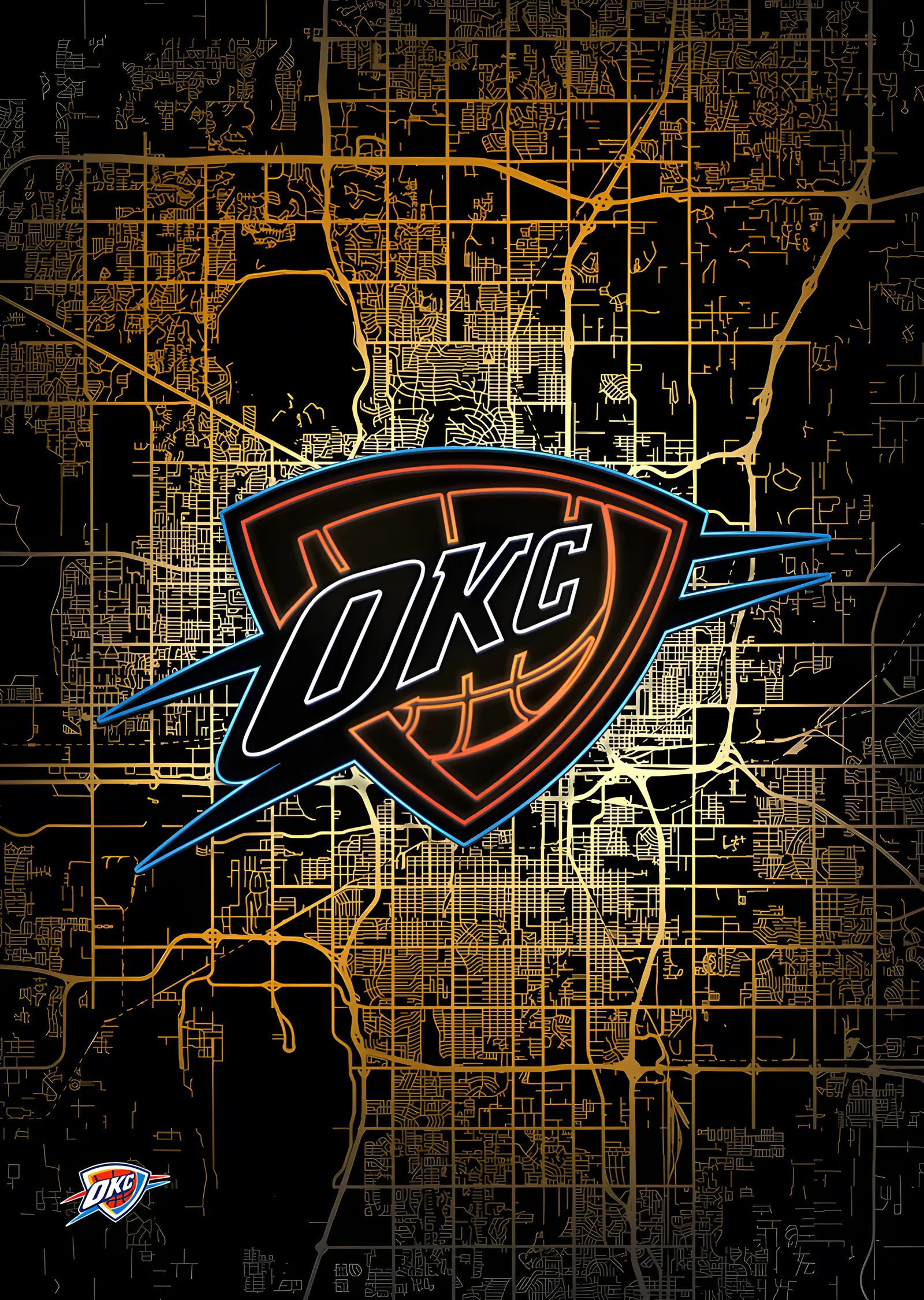 Oklahoma City Thunder - Şehir Haritası metal tablo