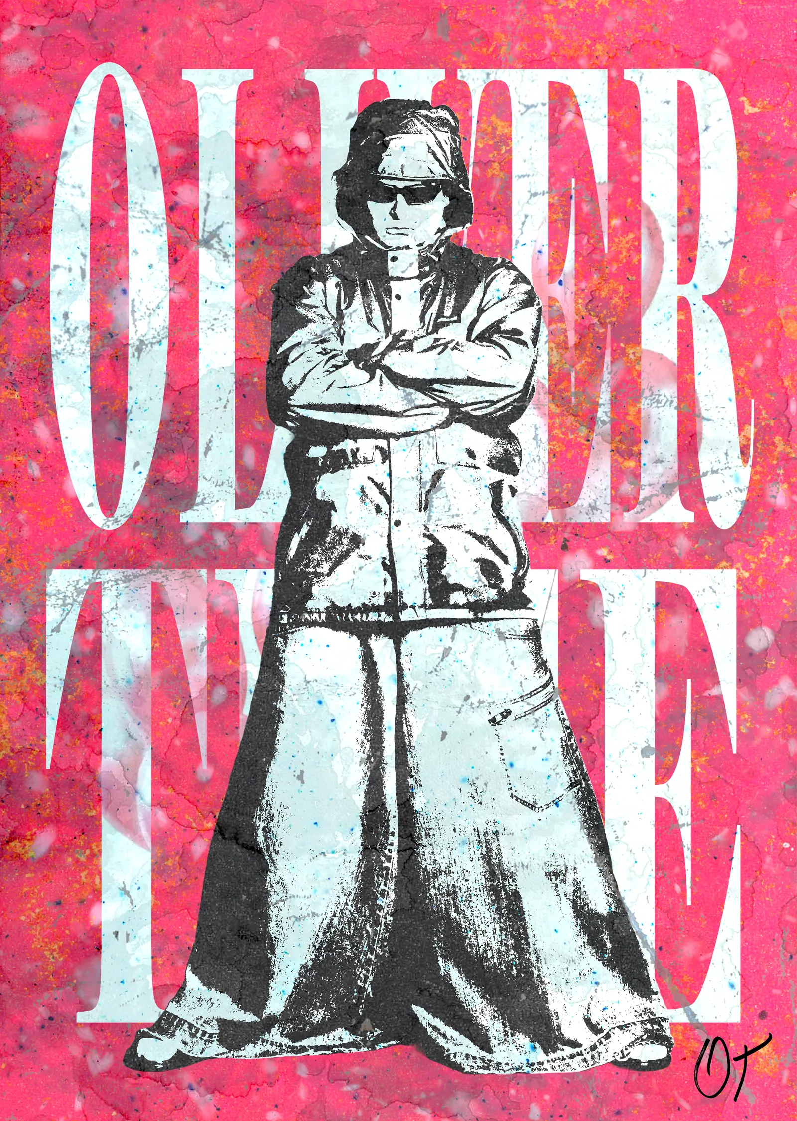 Oliver Tree - Pembe Grunge Afiş metal tablo