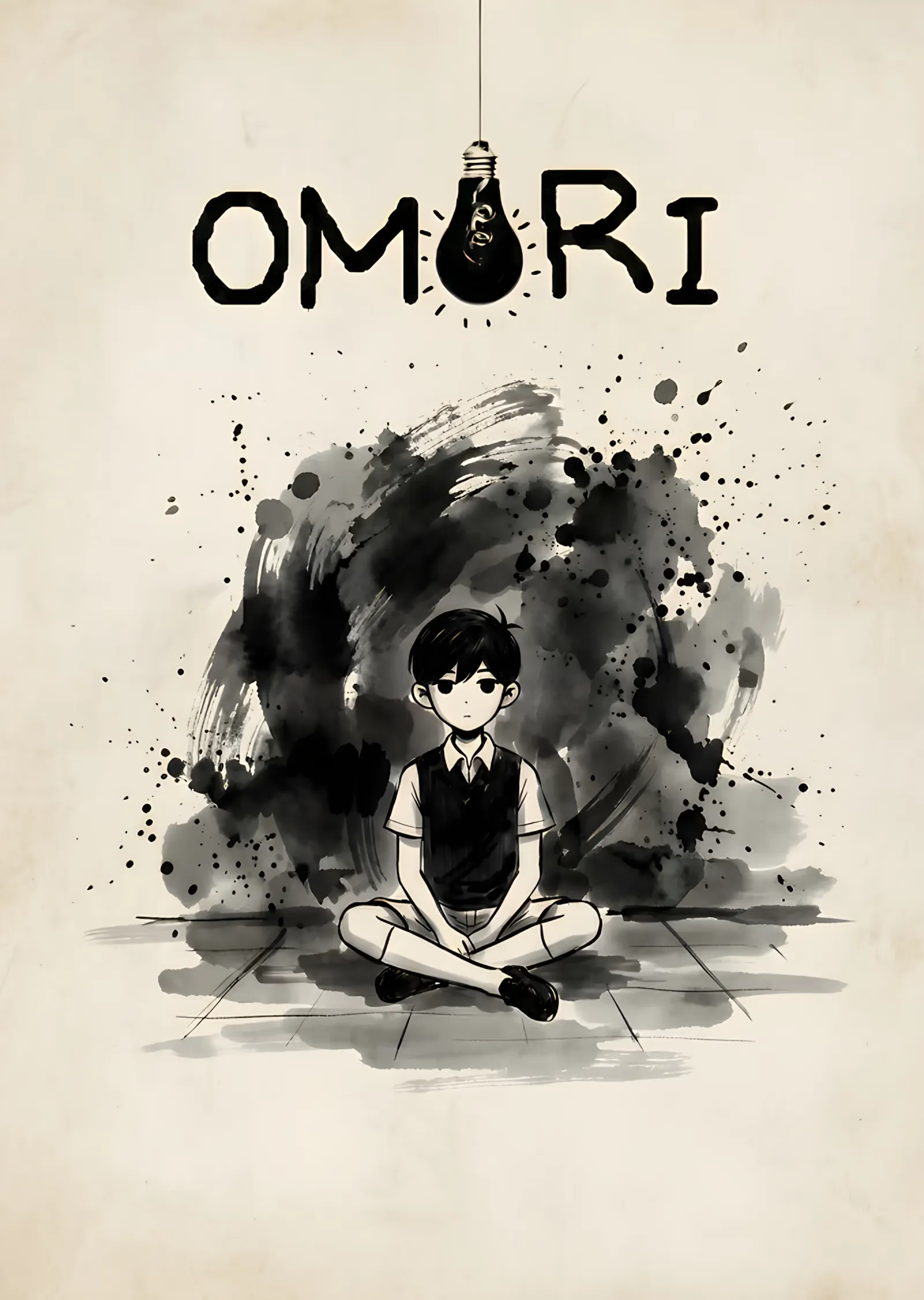 Omori: Mürekkep Lekesinde Oturan Çocuk metal tablo