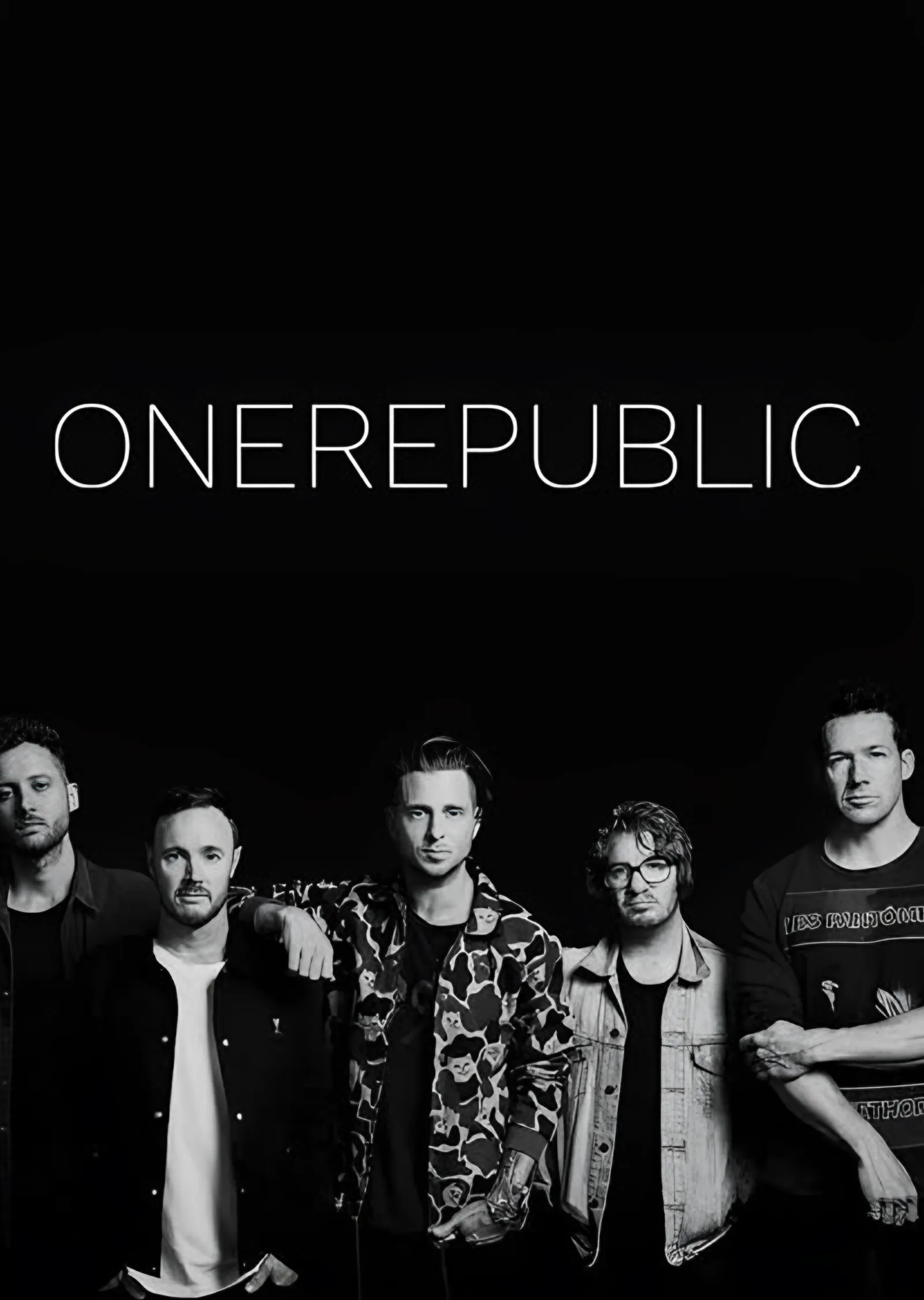 OneRepublic - Siyah Zeminde Grup metal tablo