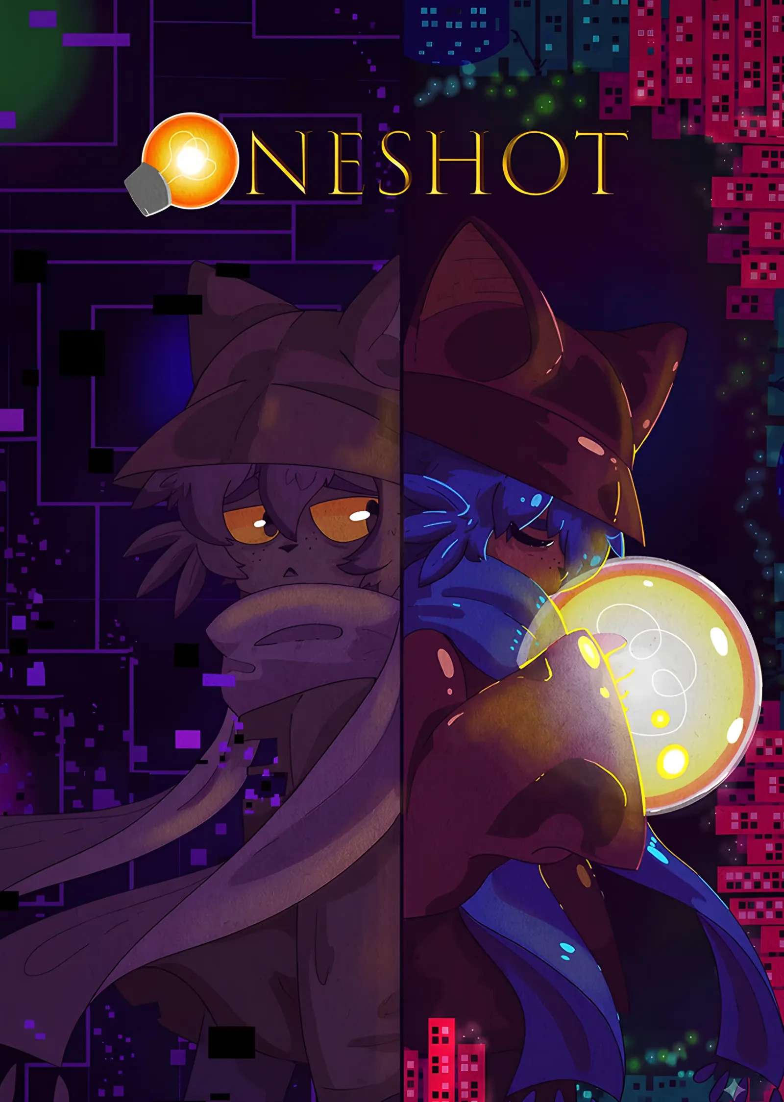 OneShot: İkiye Bölünmüş Niko Portresi metal tablo