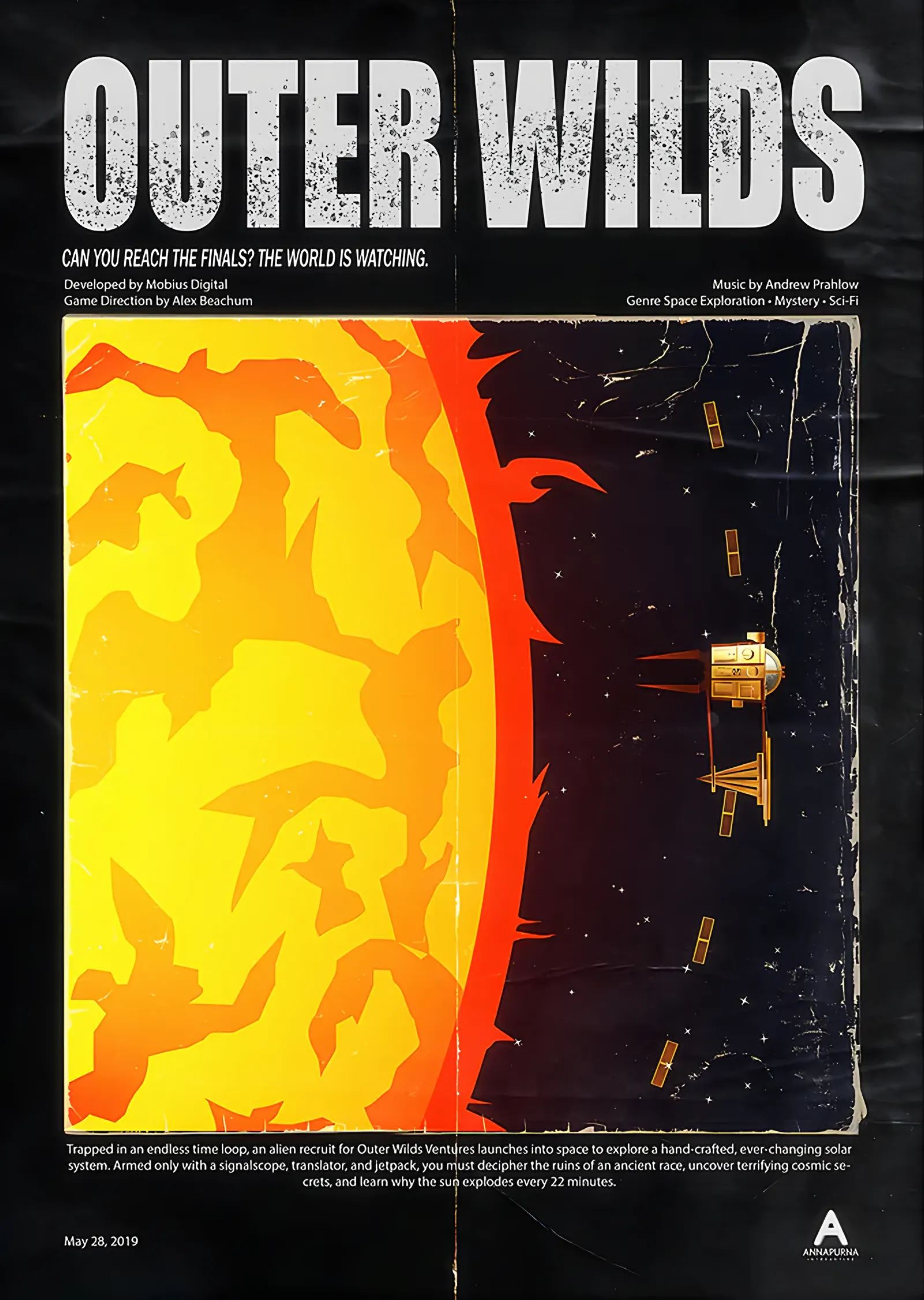 Outer Wilds: Krem Zeminde Turuncu Güneş metal tablo