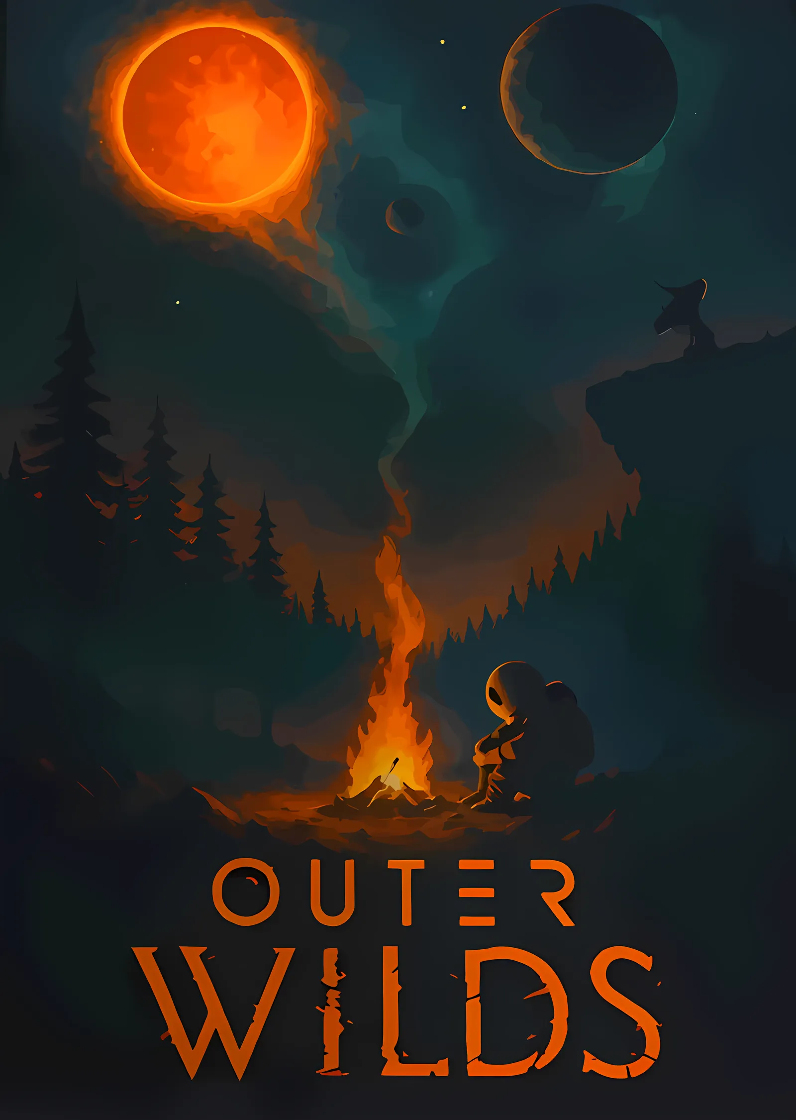 Outer Wilds: Tutulmanın Altında Kamp Ateşi metal tablo