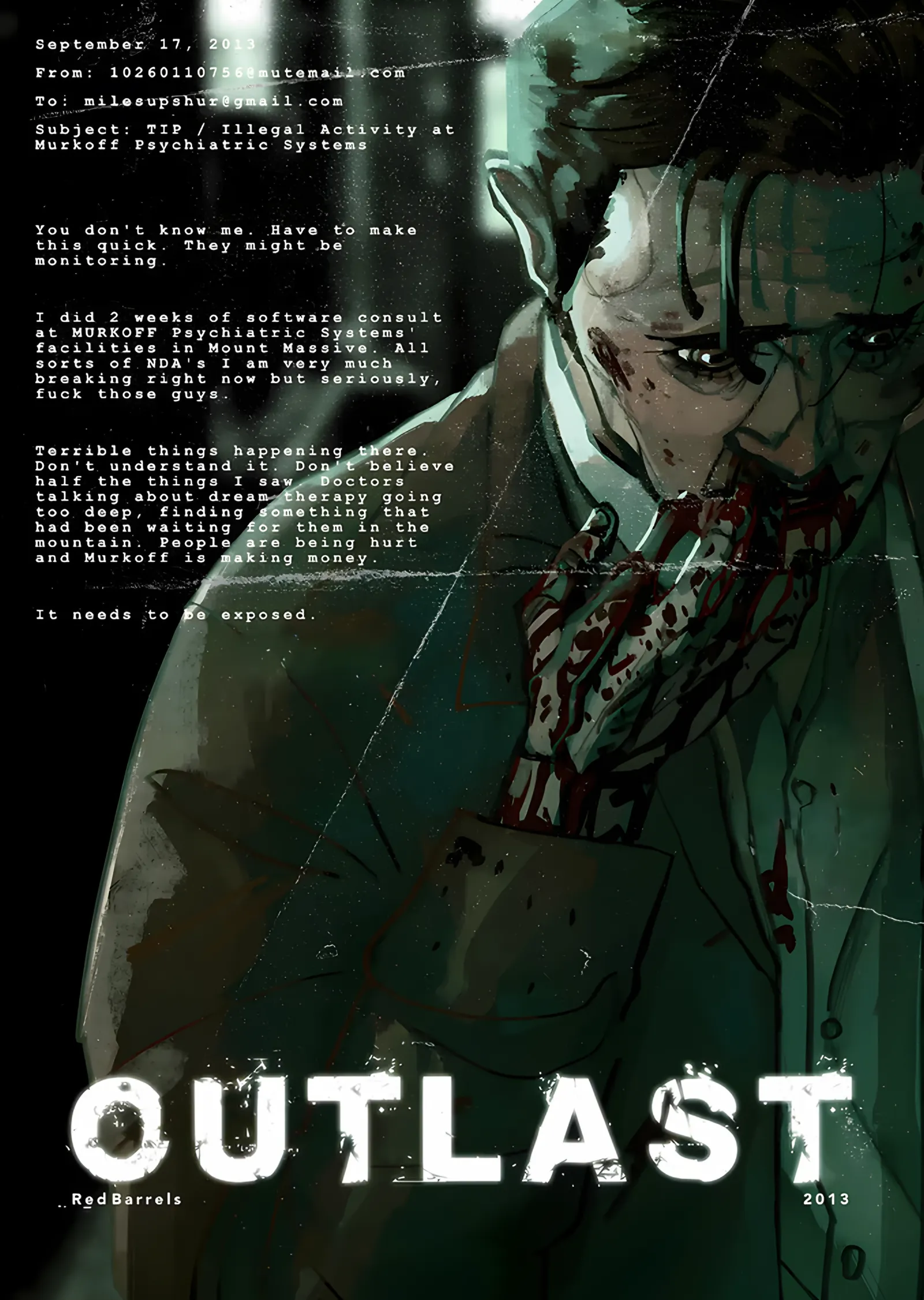 Outlast: Rapor Sayfasında Kanlı Doktor metal tablo