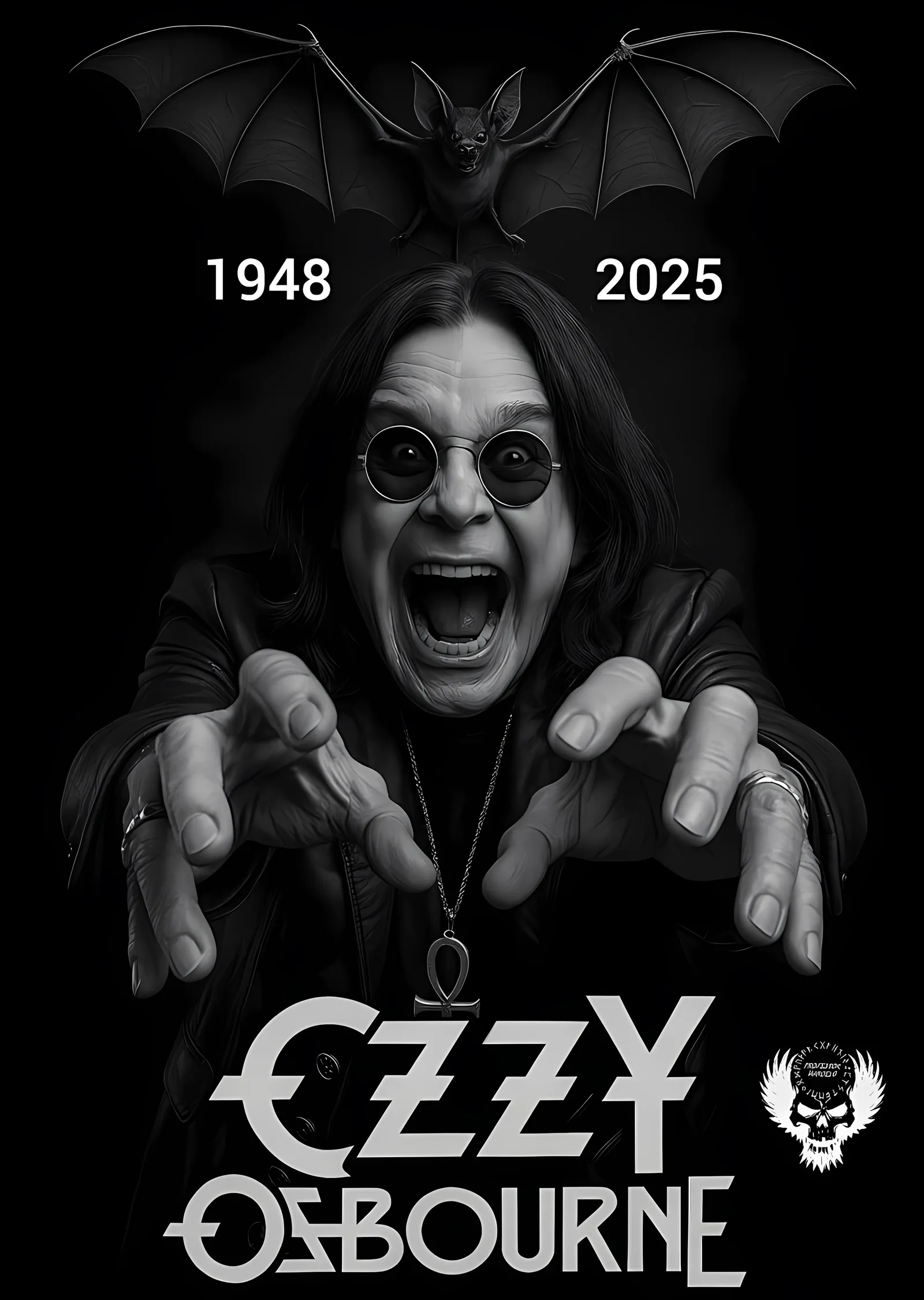 Ozzy Osbourne: 1948-2025 Anma Afişi metal tablo