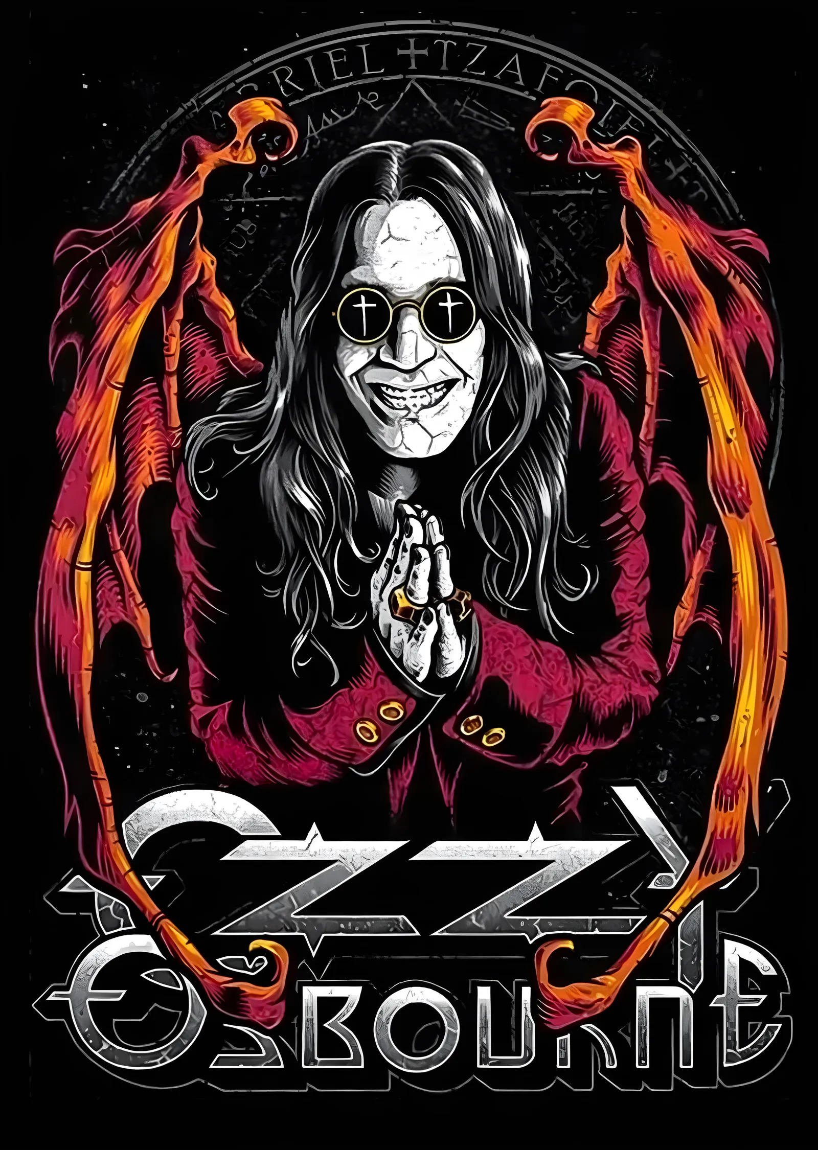 Ozzy Osbourne: Alevli Çerçeve metal tablo