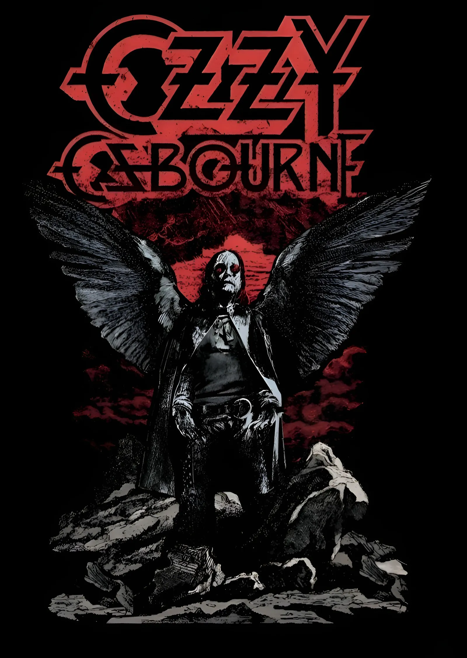Ozzy Osbourne: Kanatlı Melek Heykeli metal tablo
