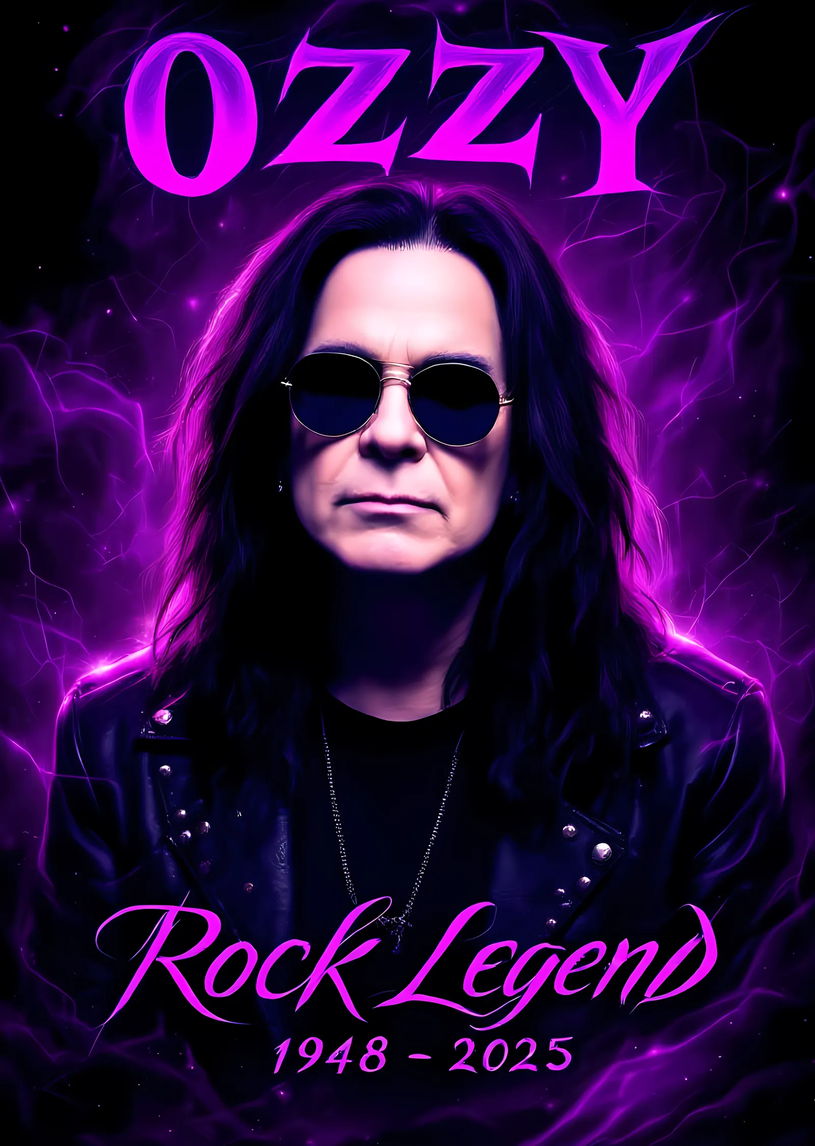 Ozzy Osbourne: Mor Neon Rock Legend metal tablo