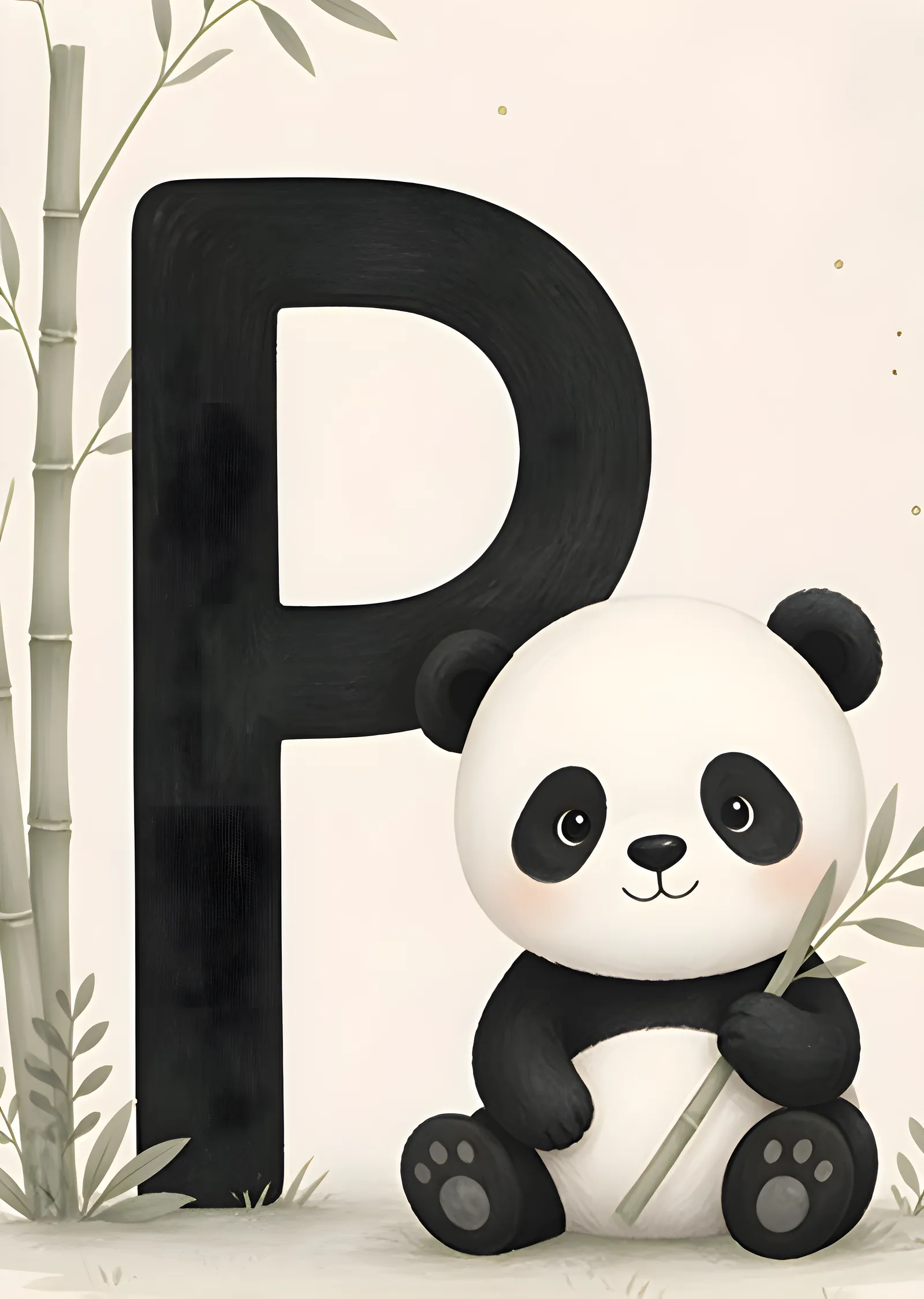 P Harfi ve Panda Yavrusu metal tablo