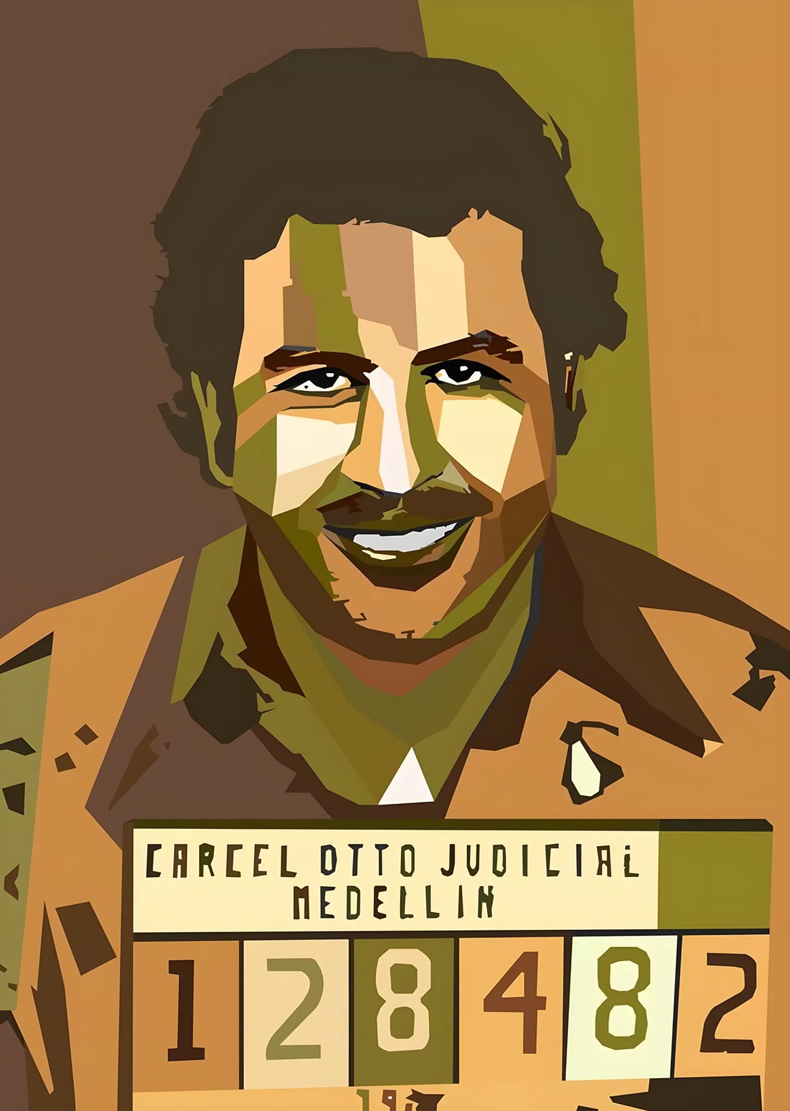 Pablo Escobar - Haki Vektör metal tablo