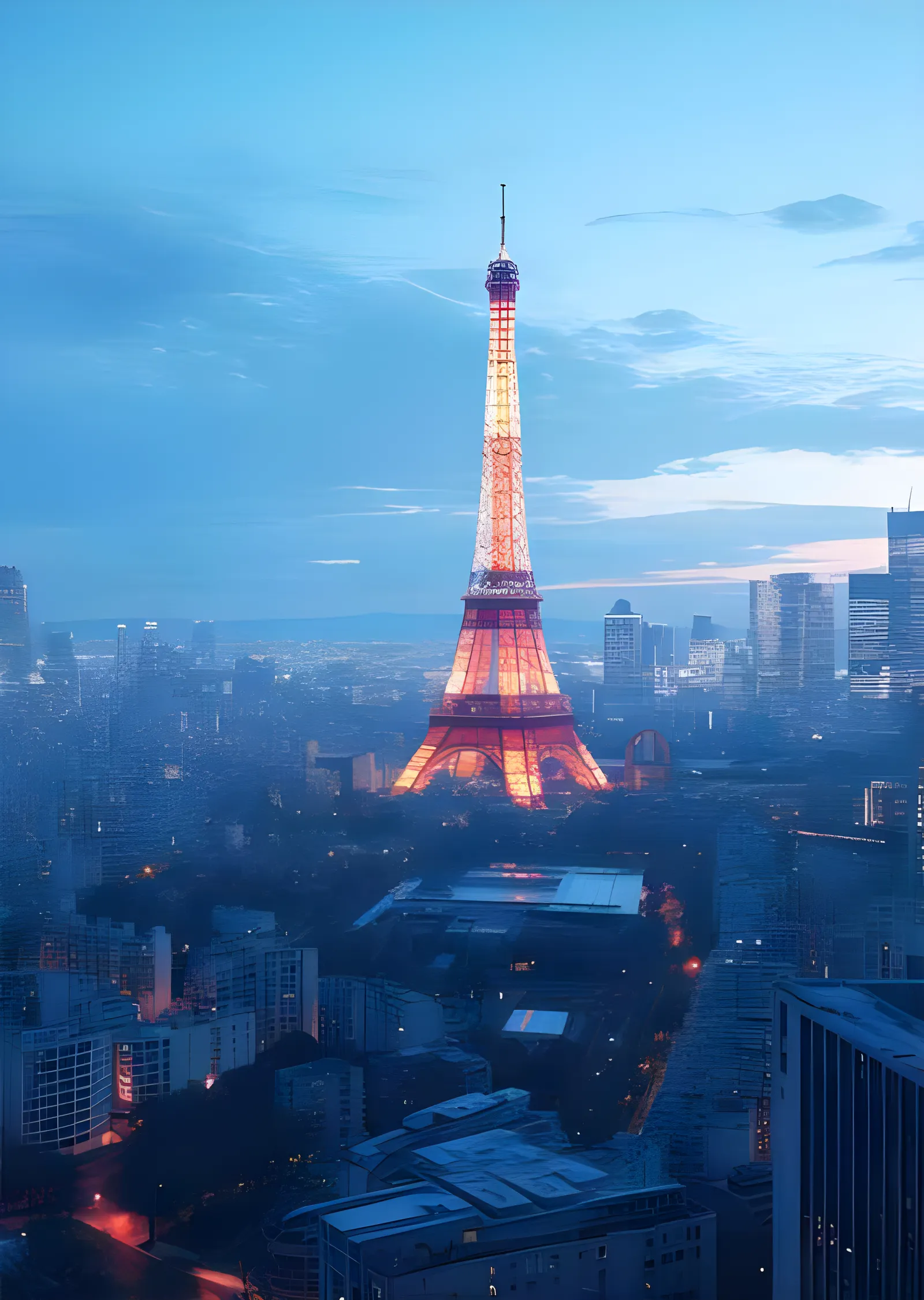 Eyfel Kulesi: Alacakaranlıkta Işıklı Paris metal tablo