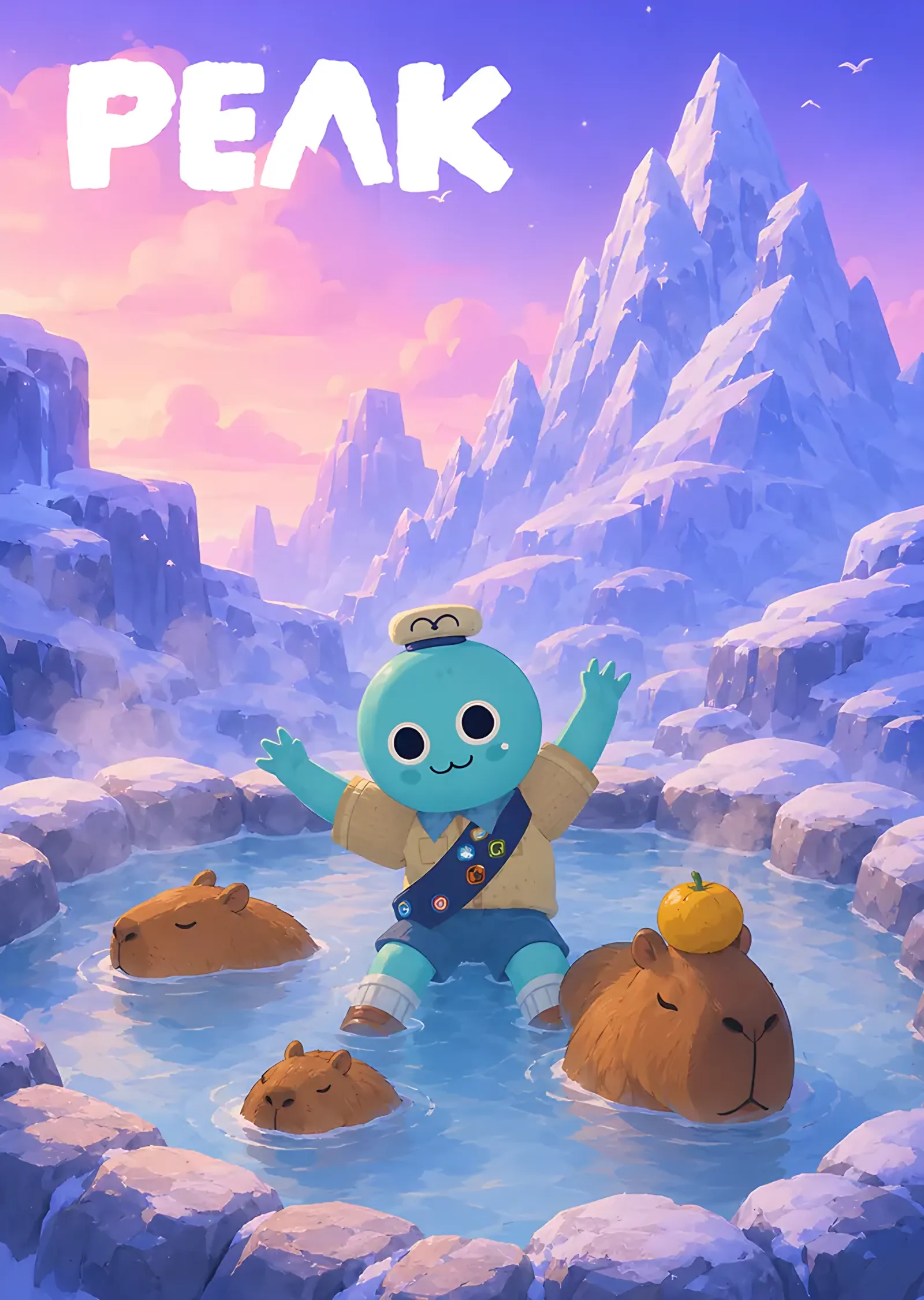 Peak: Kaplıcada Kapibaralar metal tablo
