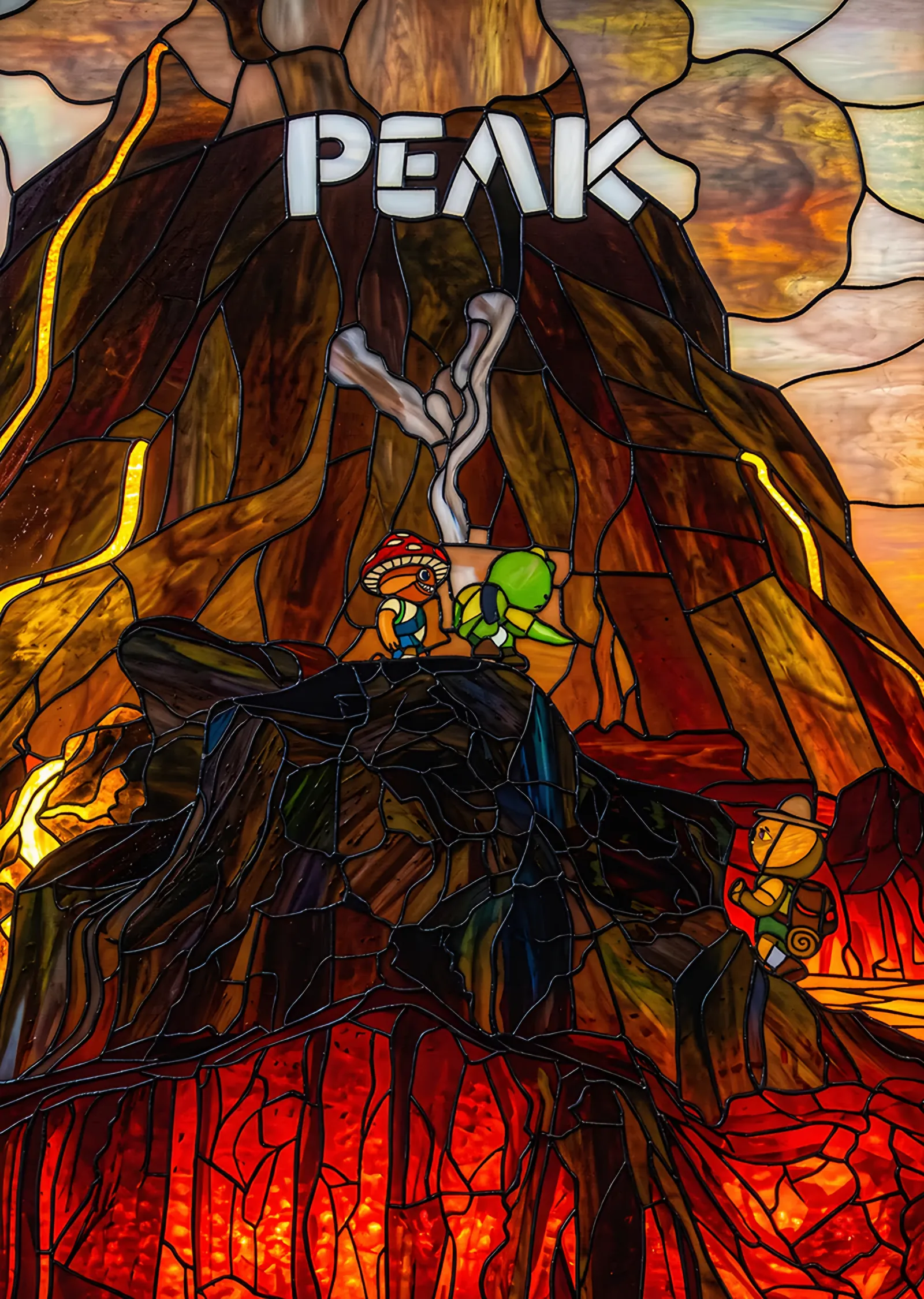 Peak: Vitrayda Turuncu Dağ Tırmanışı metal tablo