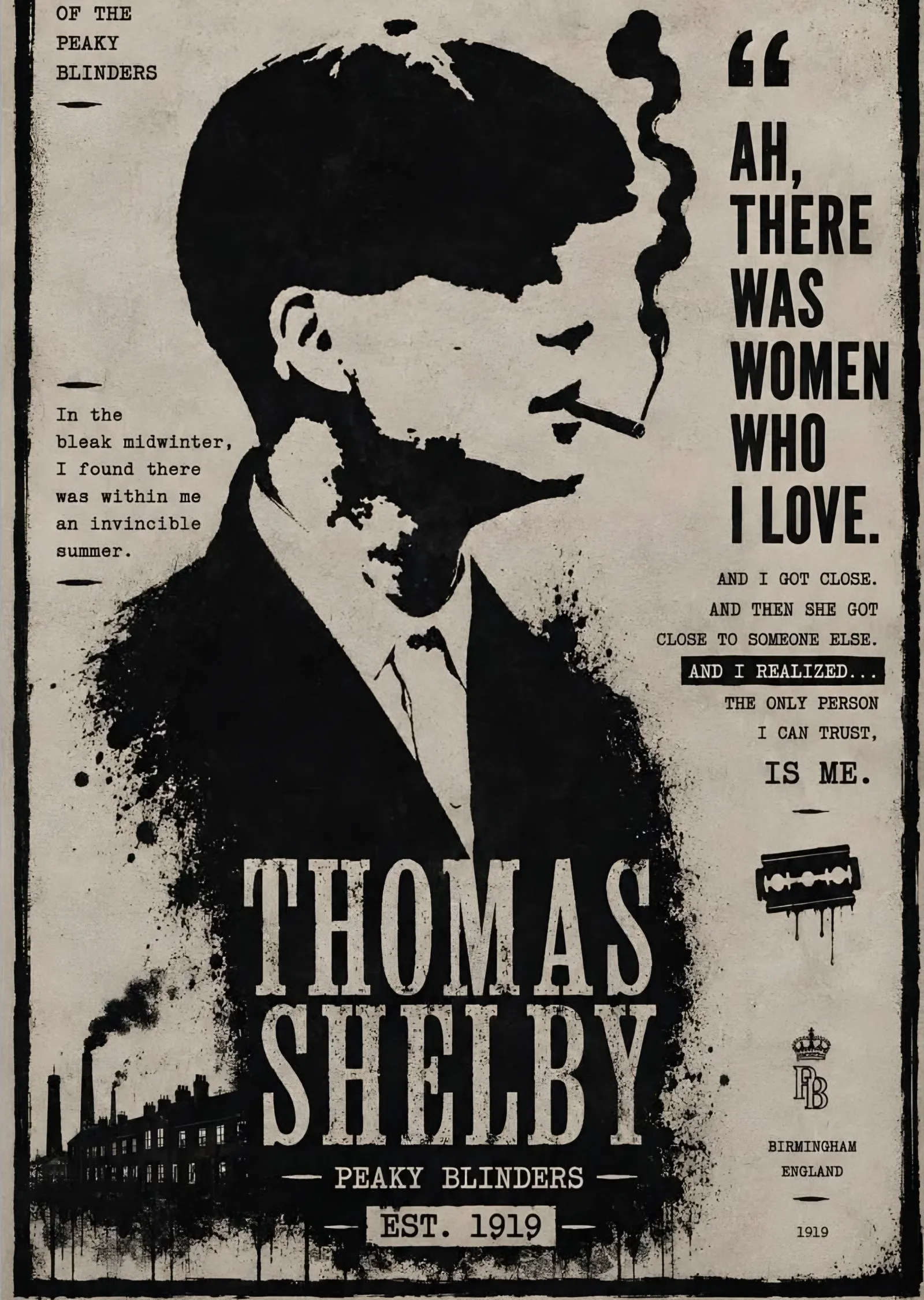 Peaky Blinders - Thomas Shelby Stencil metal tablo