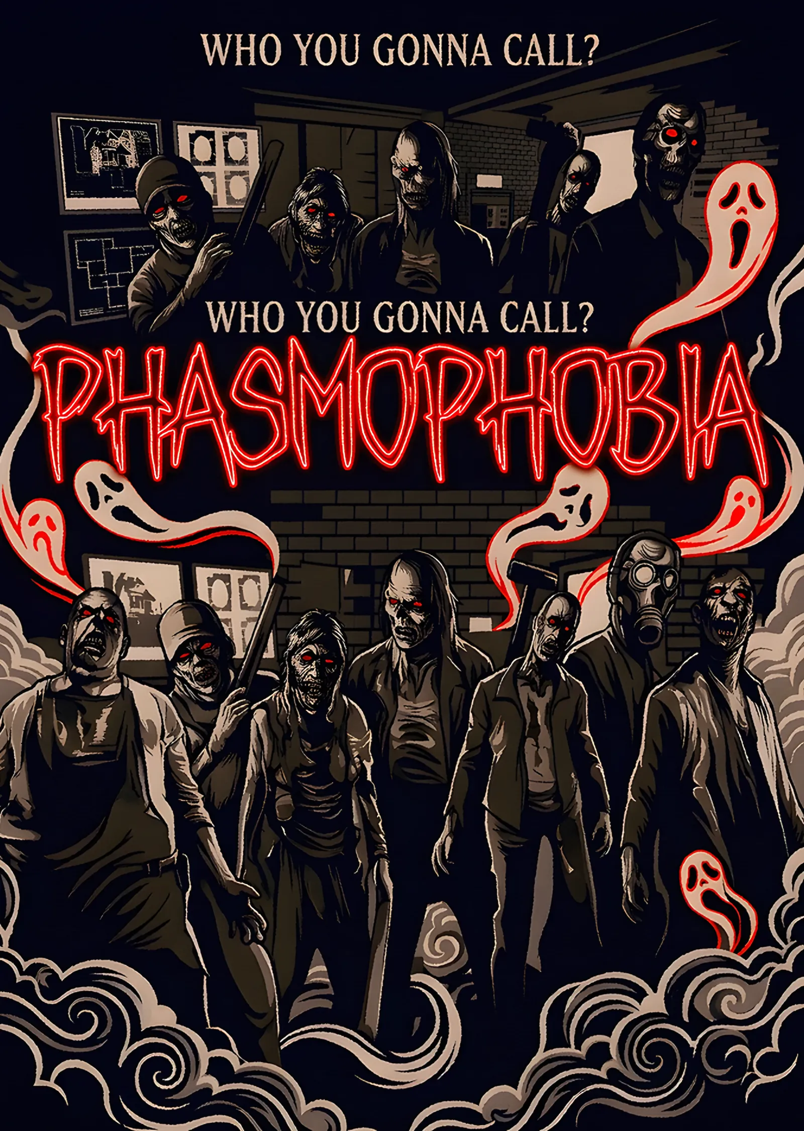 Phasmophobia: Hayaletli Odada Avcı Kalabalığı metal tablo