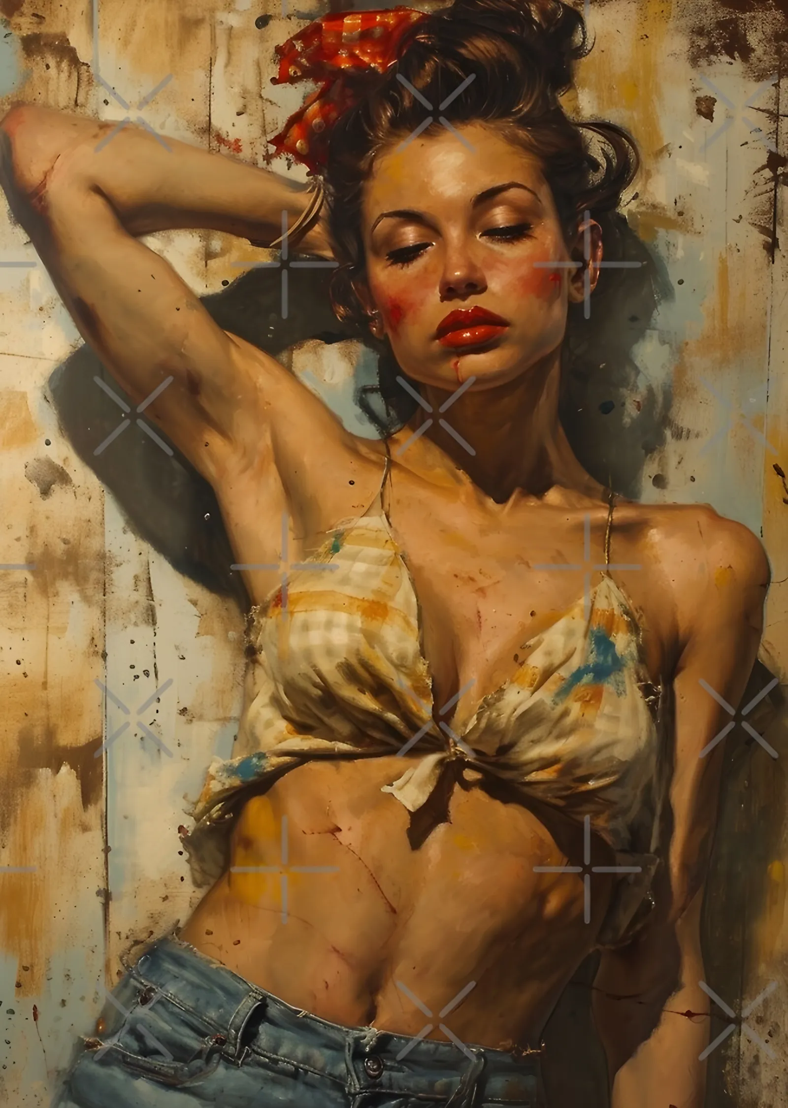 Pin-Up - Düğümlü Bluz metal tablo