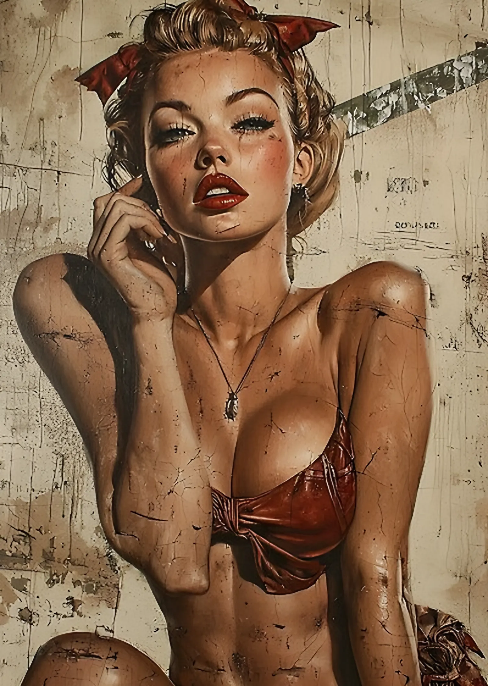 Pin-Up - Fiyonklu Saç metal tablo