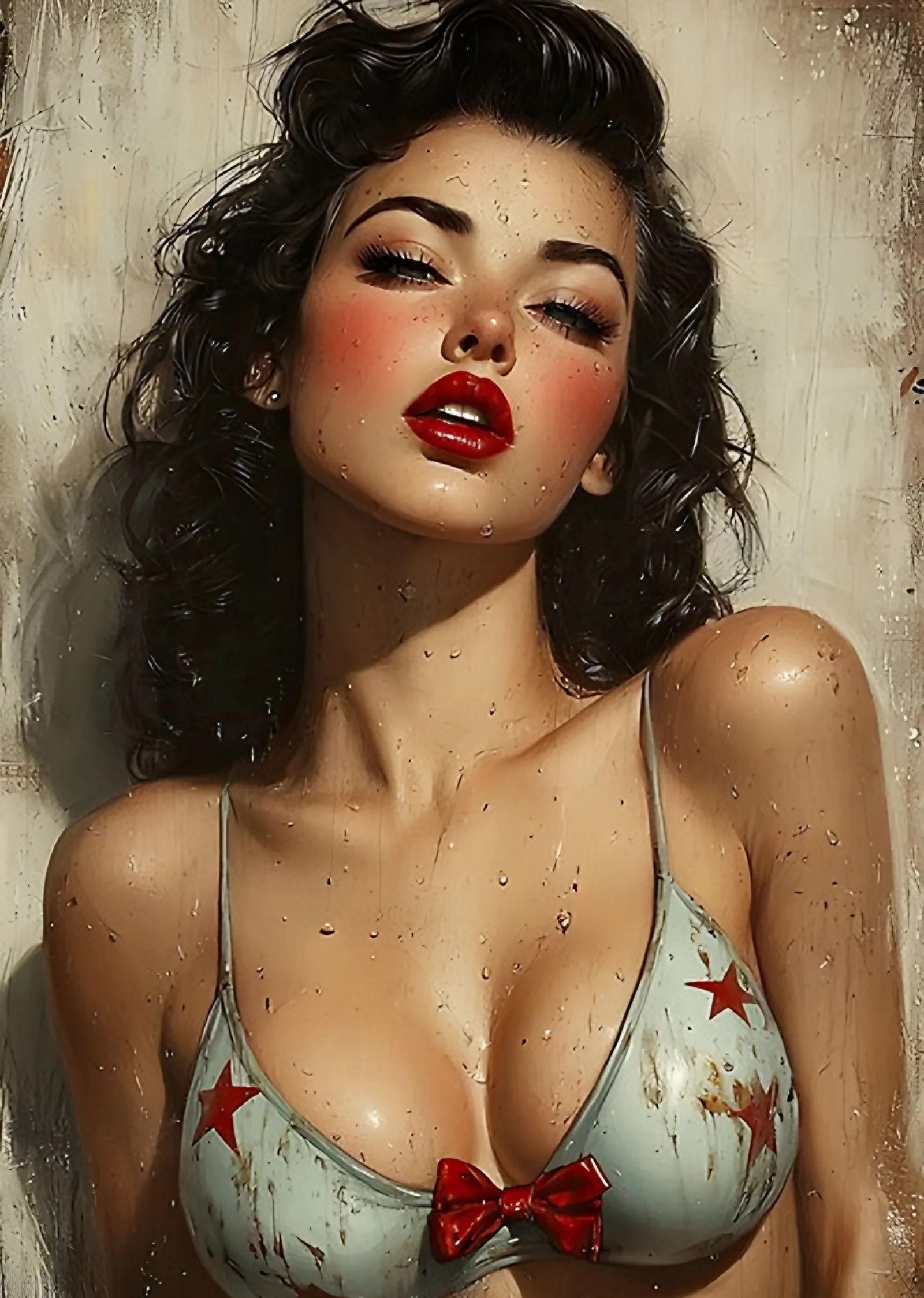 Pin-Up - Kırmızı Fiyonk metal tablo