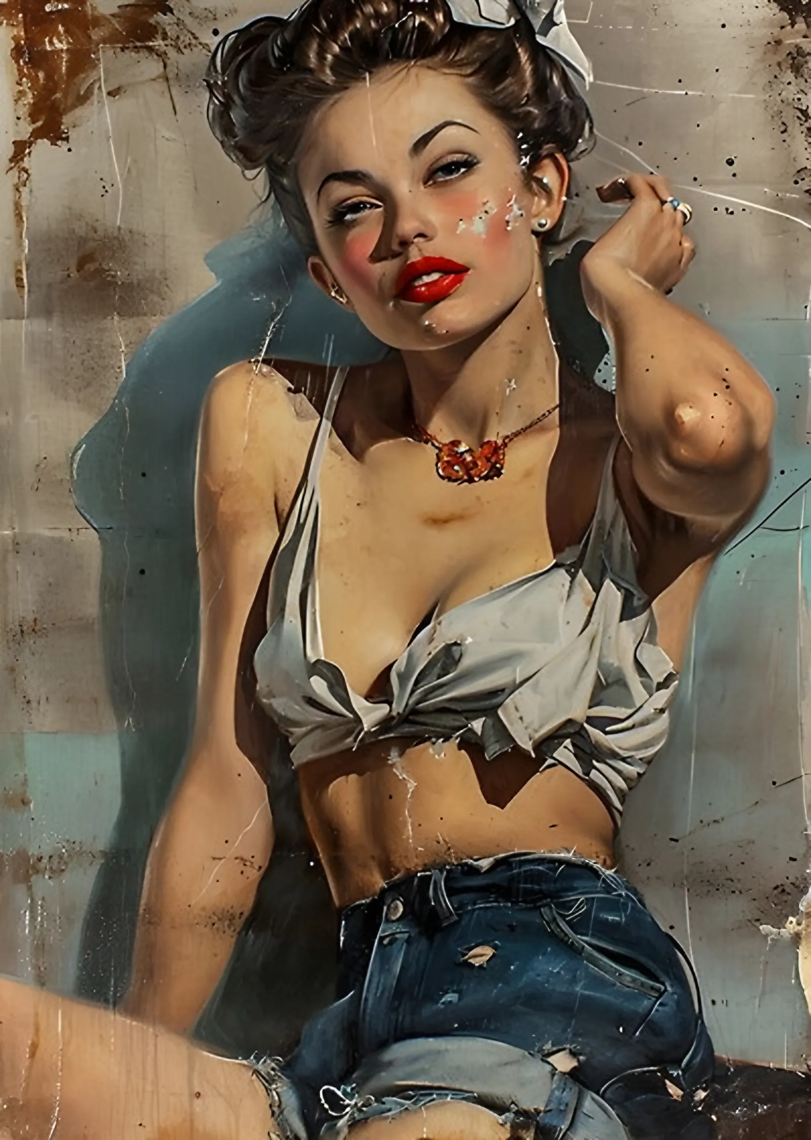 Pin-Up - Kot Ceket metal tablo