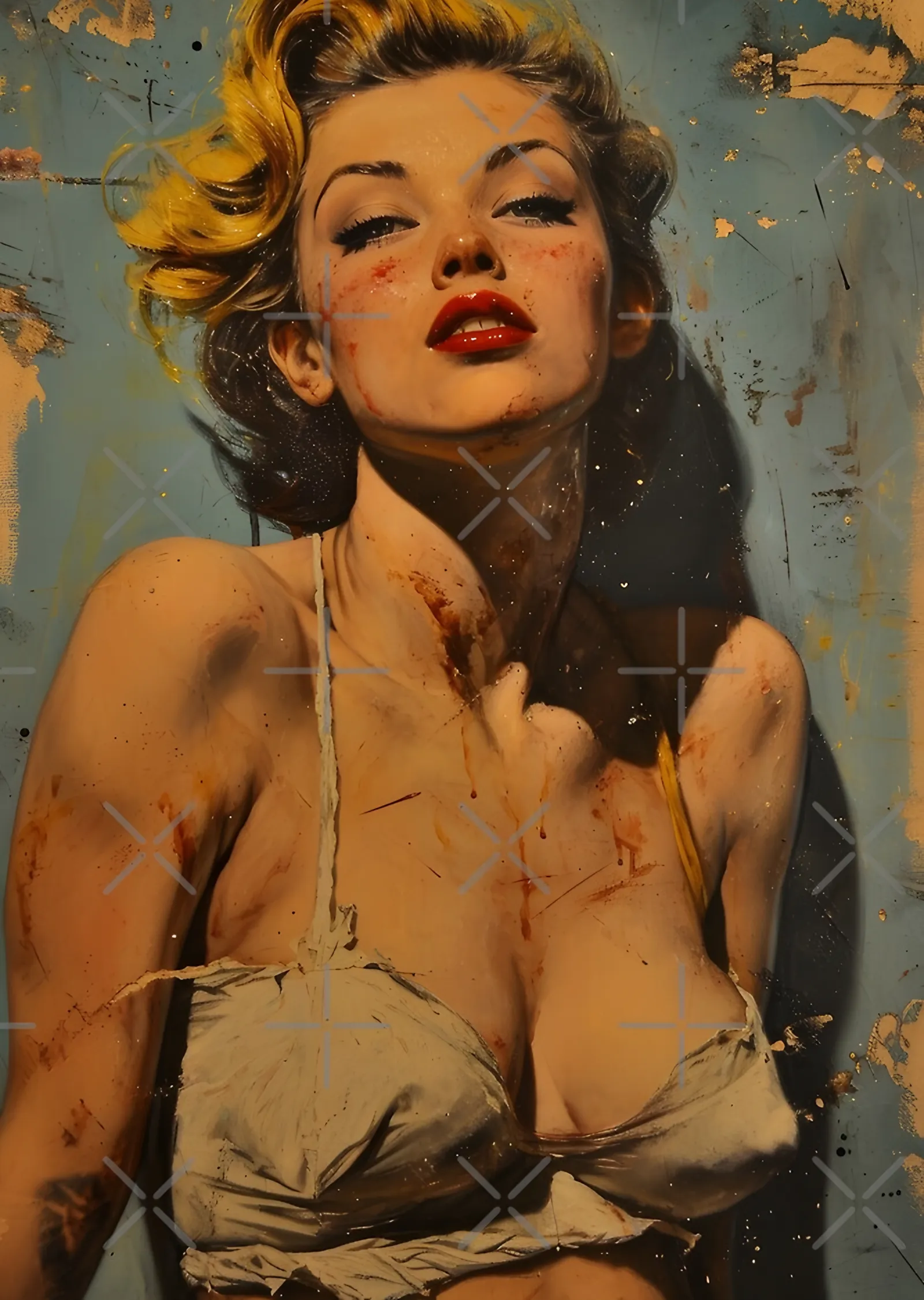 Pin-Up - Sarışın Retro metal tablo