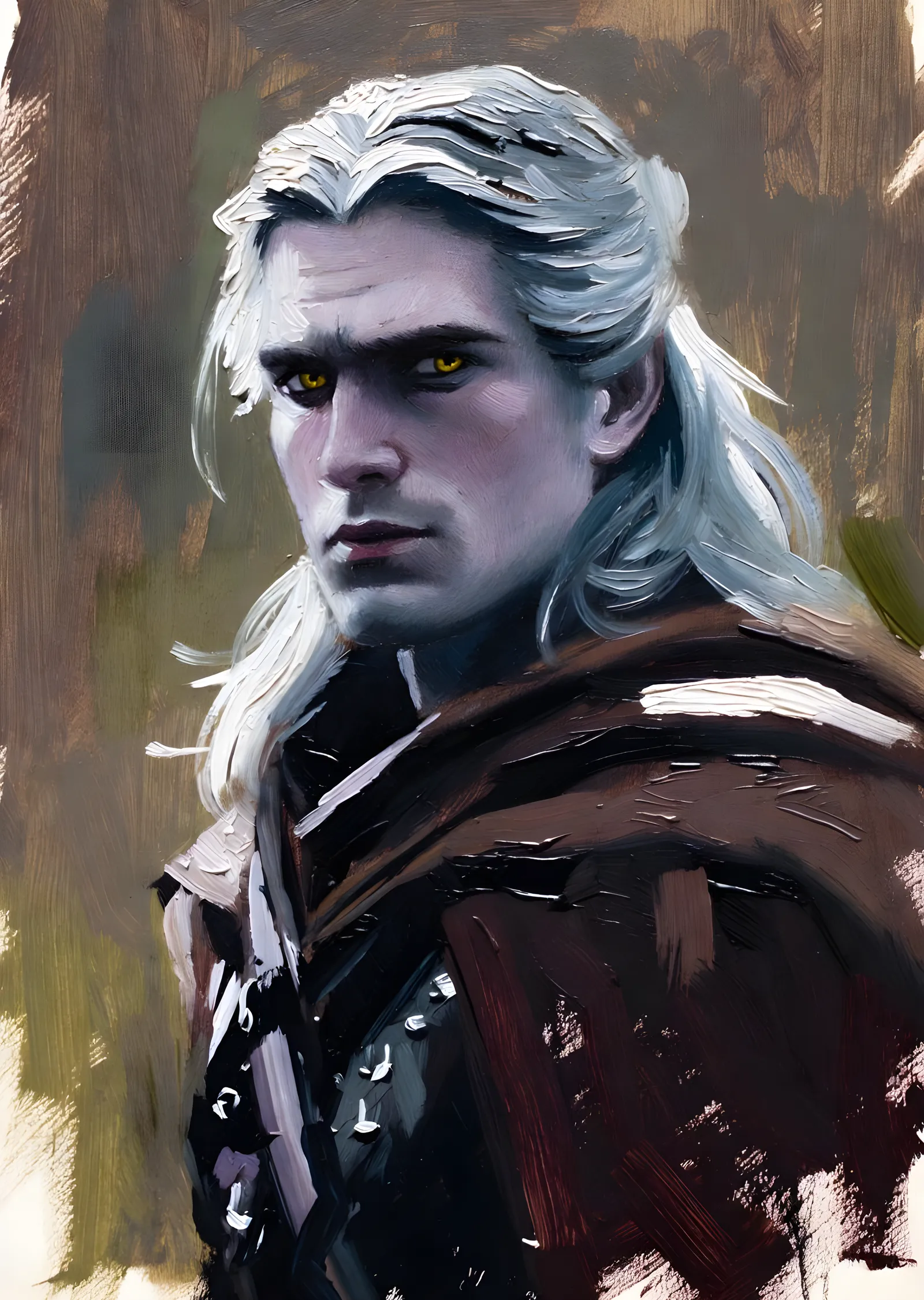 The Witcher: Geralt Portresi · Yağlı Boya metal tablo
