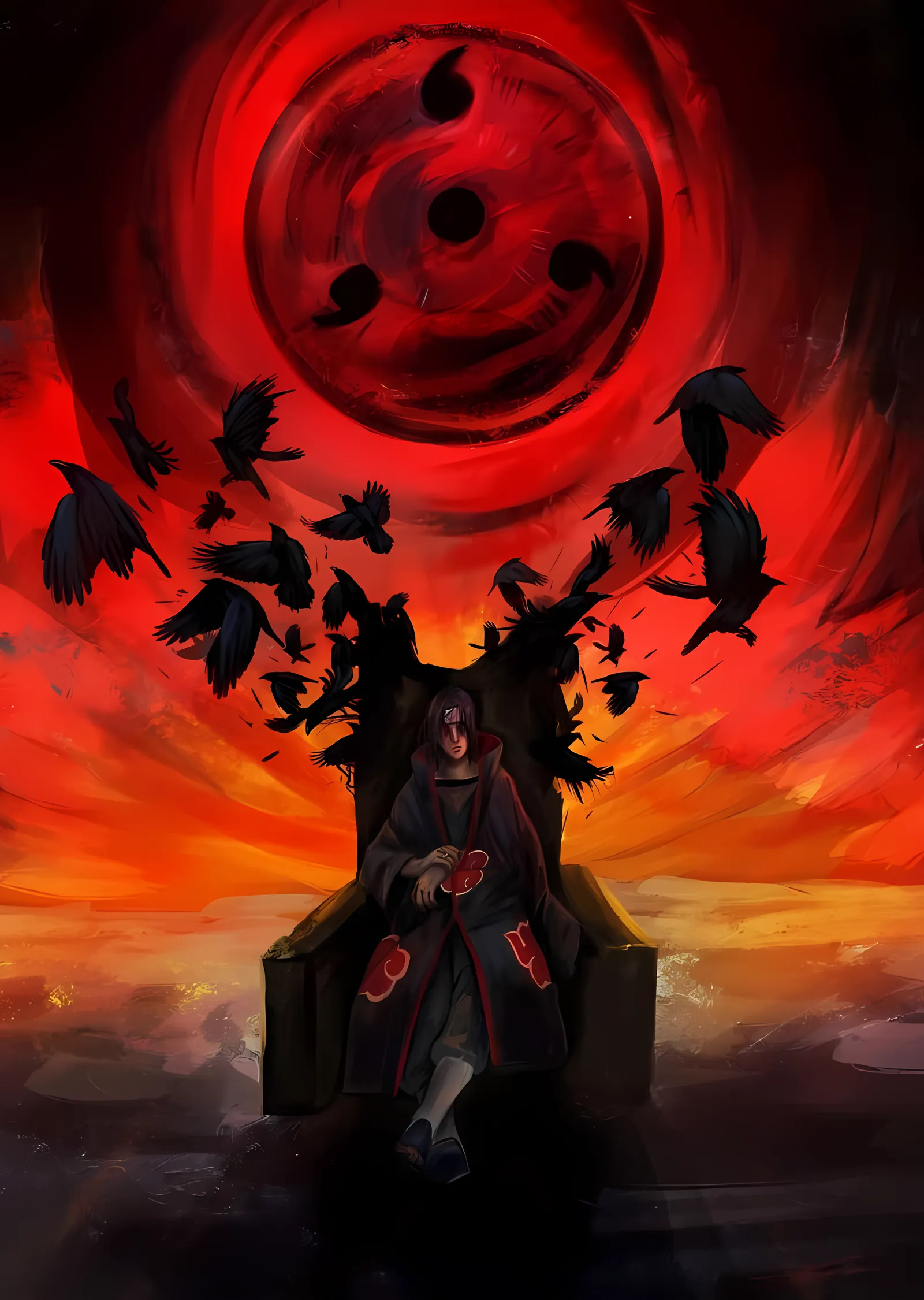 Naruto - Uchiha Itachi: Kızıl Göz metal tablo