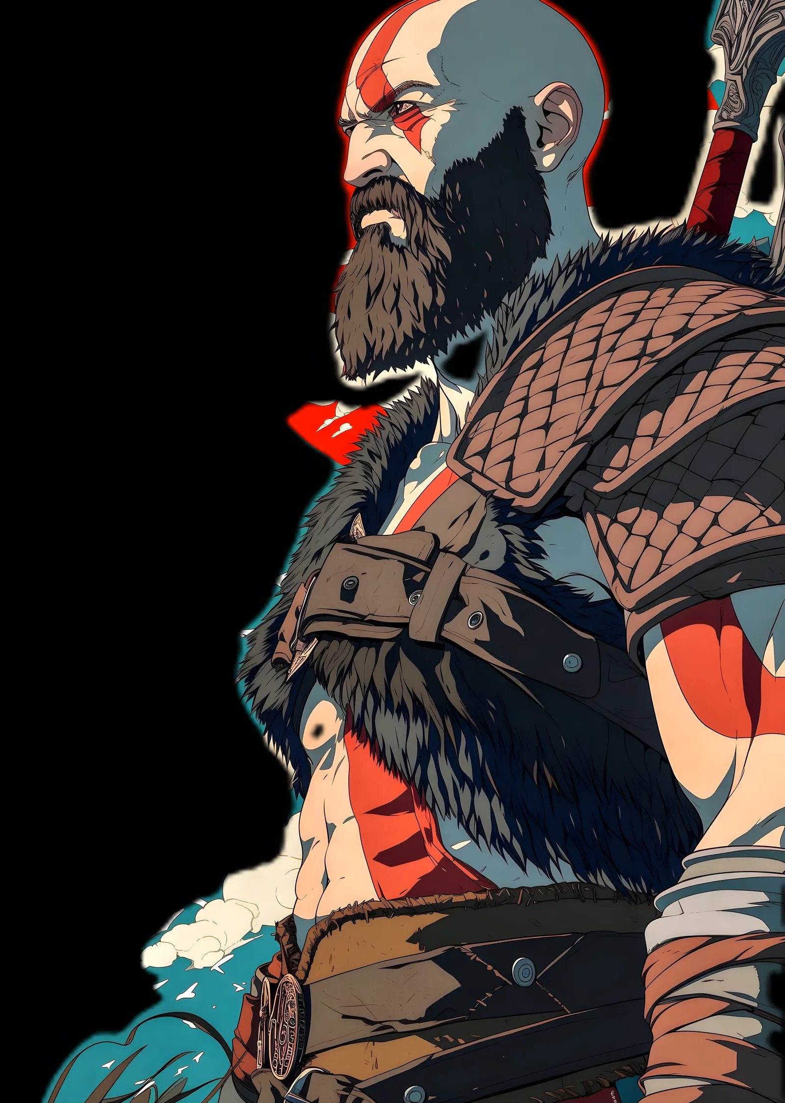 God of War: Kratos İllüstrasyon metal tablo