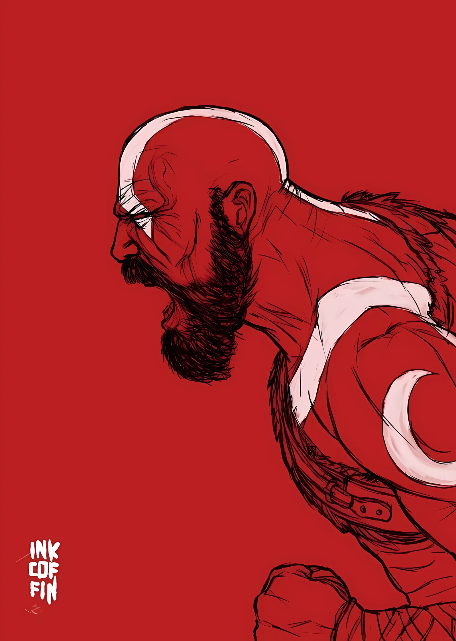 Kratos: Kırmızı Mürekkep metal tablo