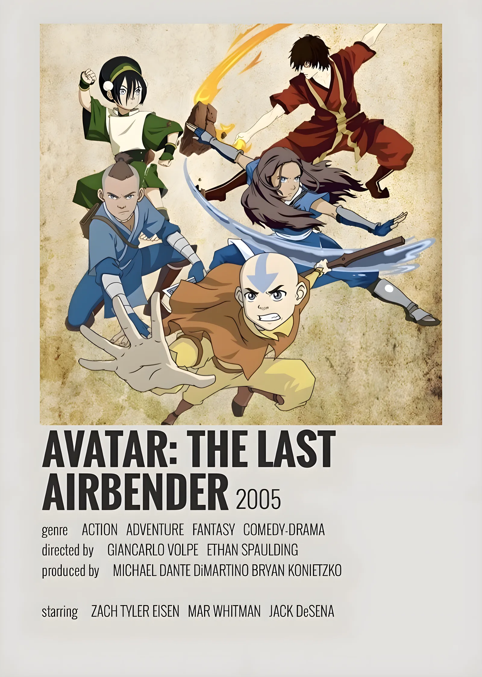 Avatar: The Last Airbender 2005 - Anime Karakter Tasarımı metal tablo