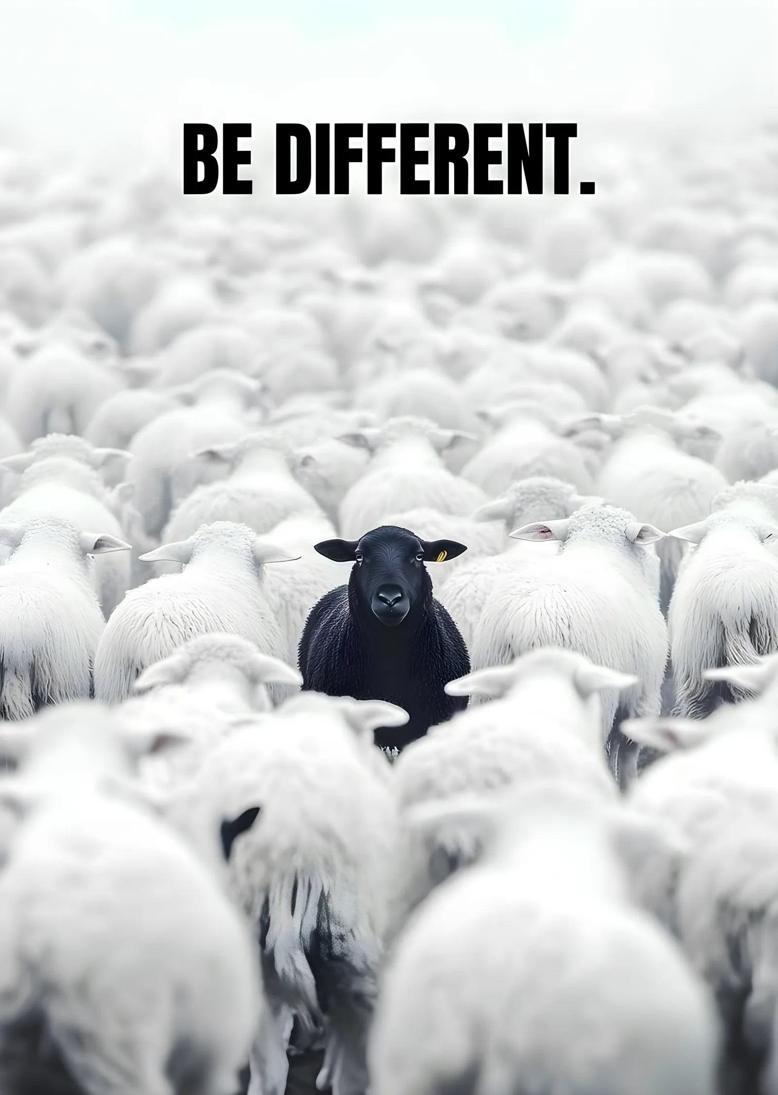 BE DIFFERENT: Siyah Koyun Arasındaki Teklik metal tablo