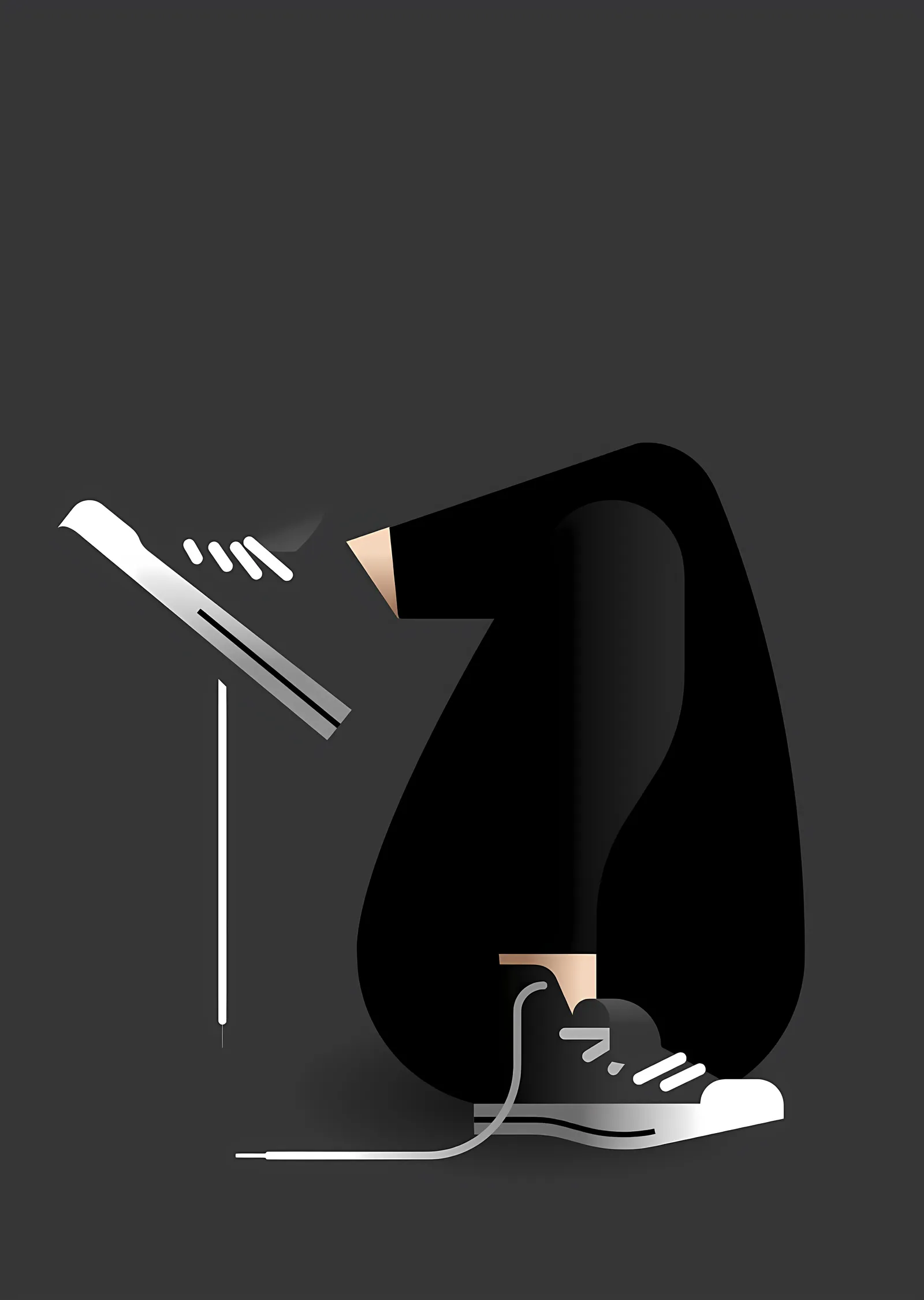 Minimalist: Oturan Figür metal tablo